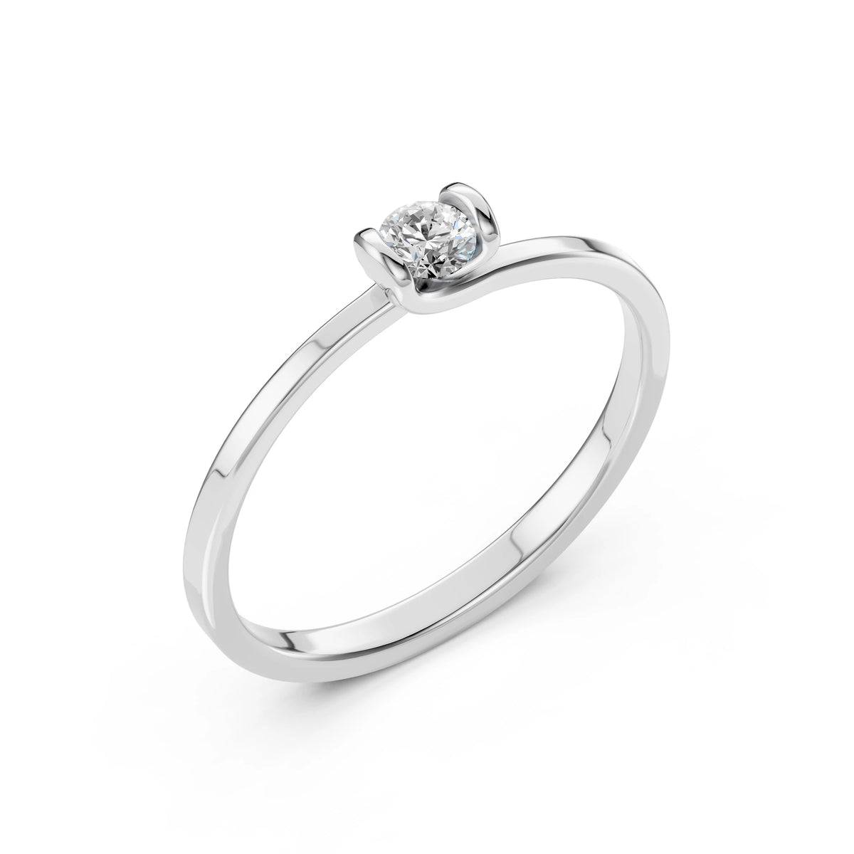 Inel de Logodnă Solitaire din Aur, Diamant Rotund Briliant 0,20 CT