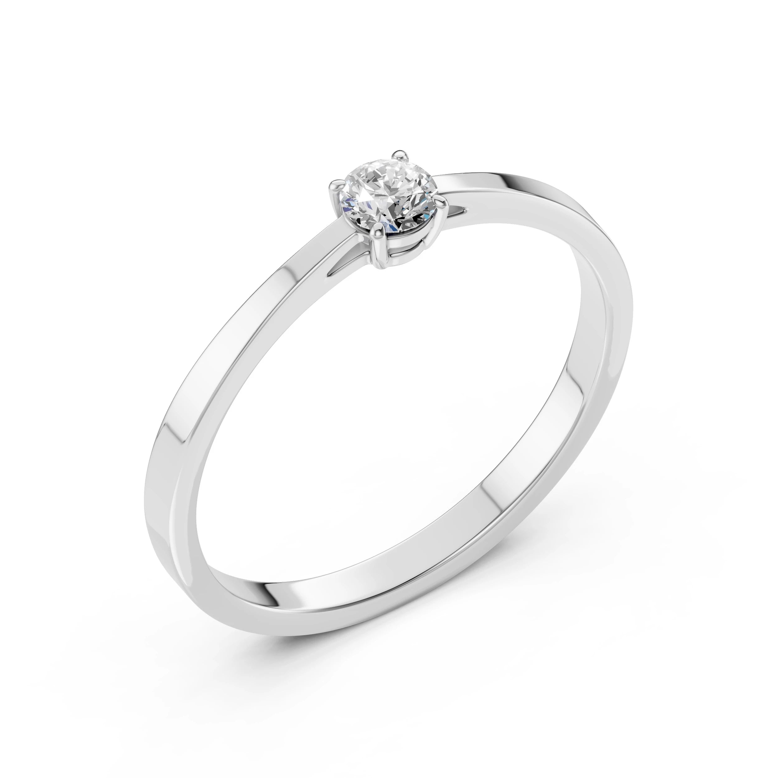 Inel de Logodnă Solitaire din Aur, Diamant Rotund Briliant 0.20 CT