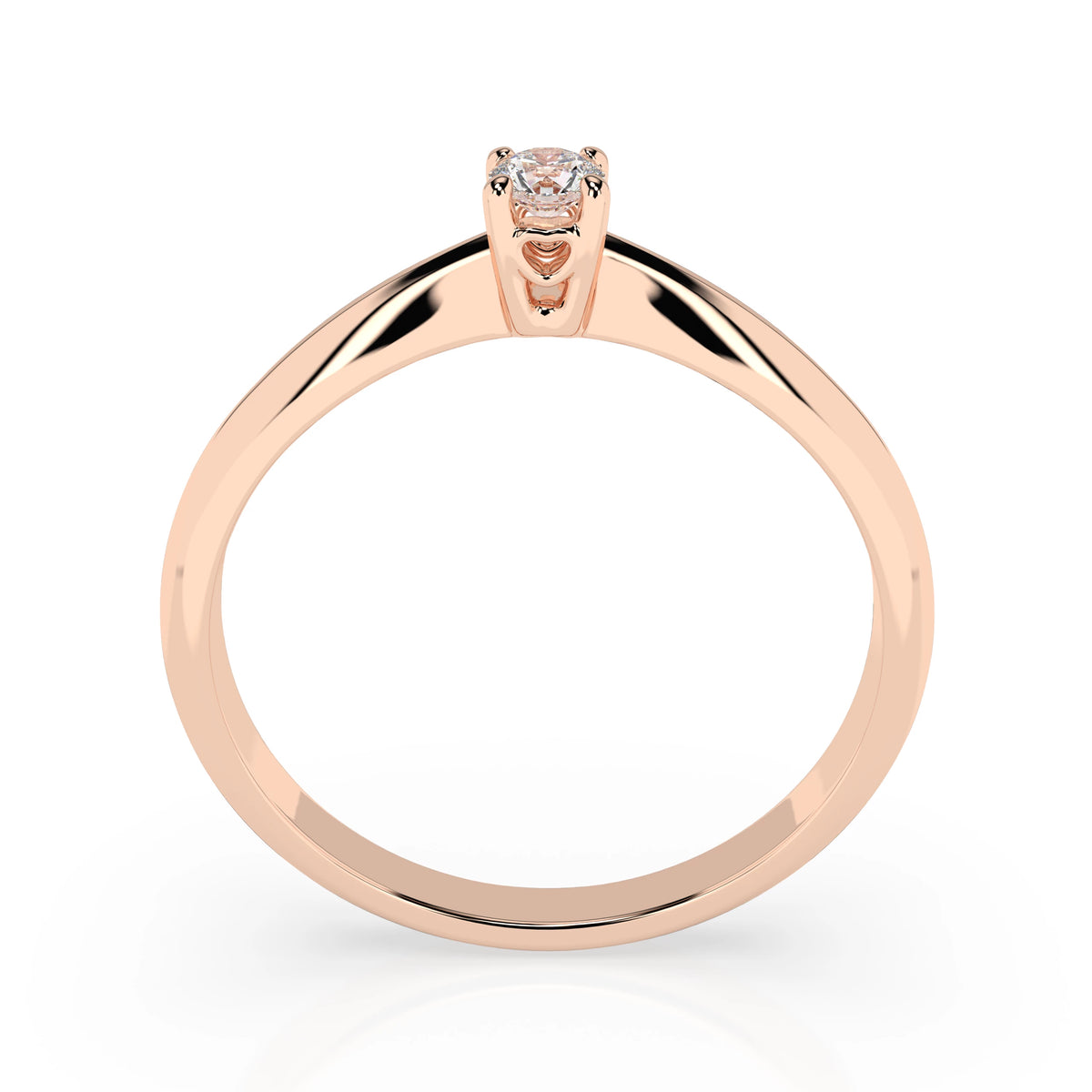 Inel de Logodnă Solitaire din Aur, Diamant Rotund Briliant 0,06 CT