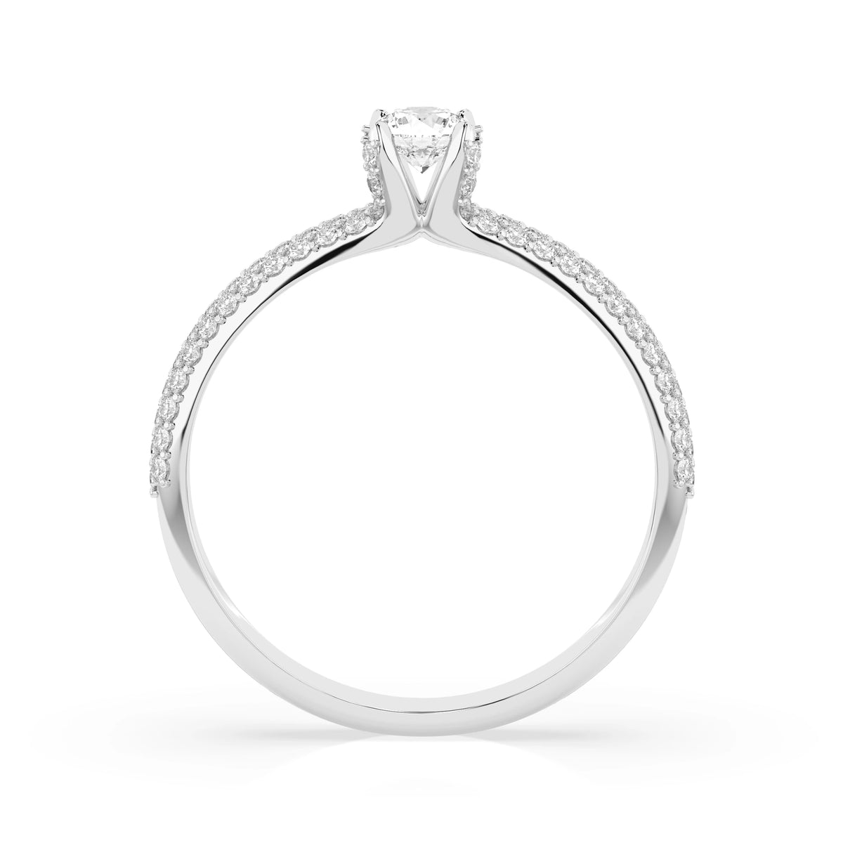 Inel de Logodnă din Aur cu Diamant Central Rotund Briliant și Diamante Laterale 0,60 CT
