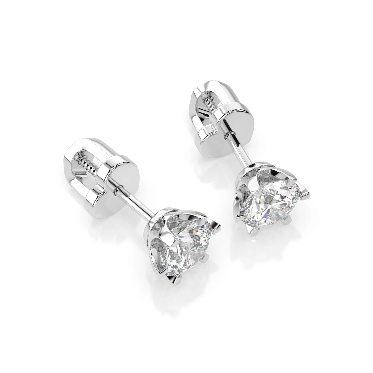 Cercei din Aur cu Diamante, Forma Rotund Briliant, 0,90 CT