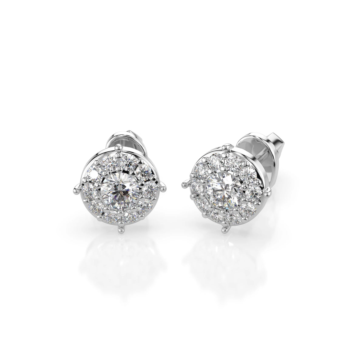 Cercei din Aur cu Diamante, Forma Rotund Briliant, 0,22 CT