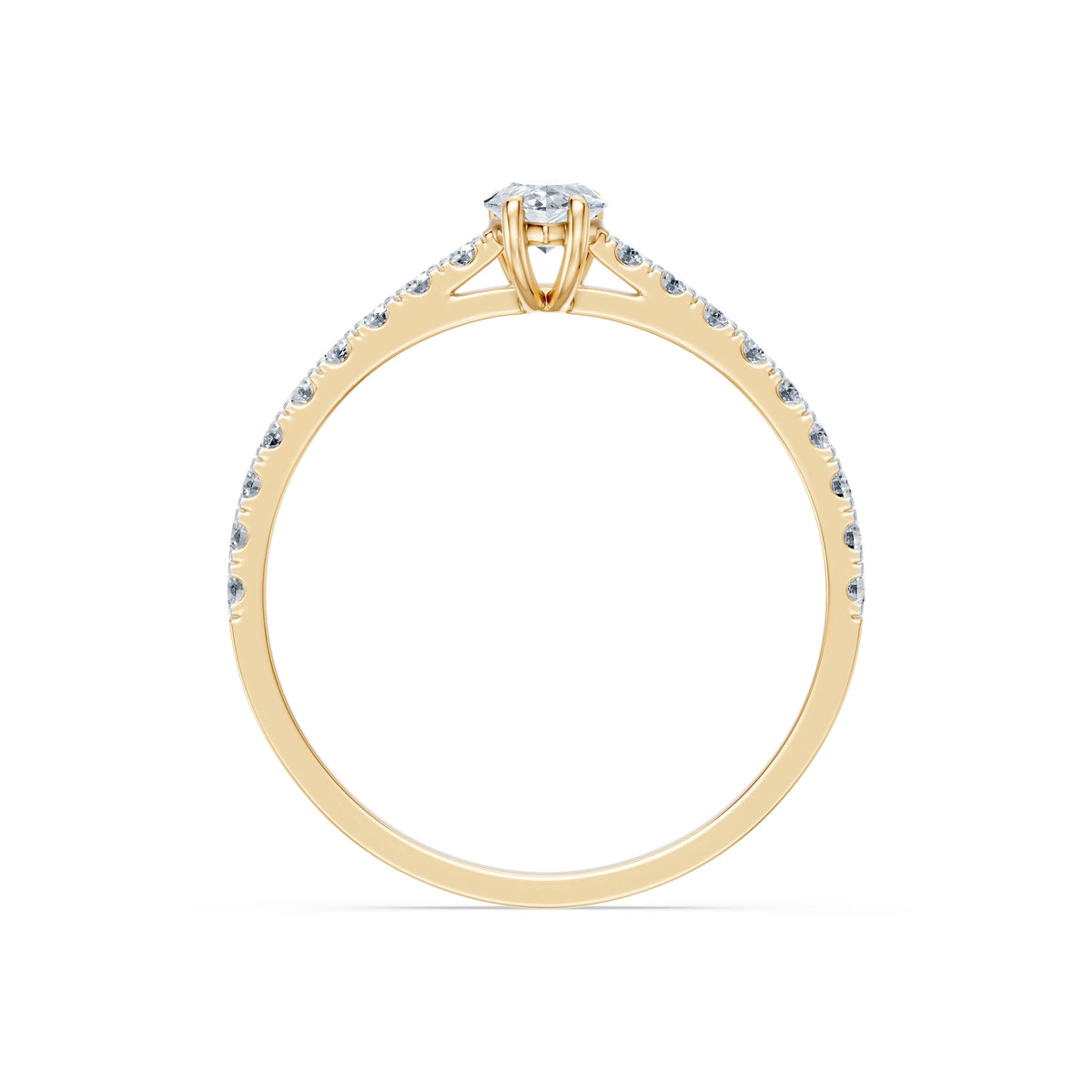 Inel de Logodnă din Aur cu Diamant Central Pear și Diamante Laterale 0,53 CT