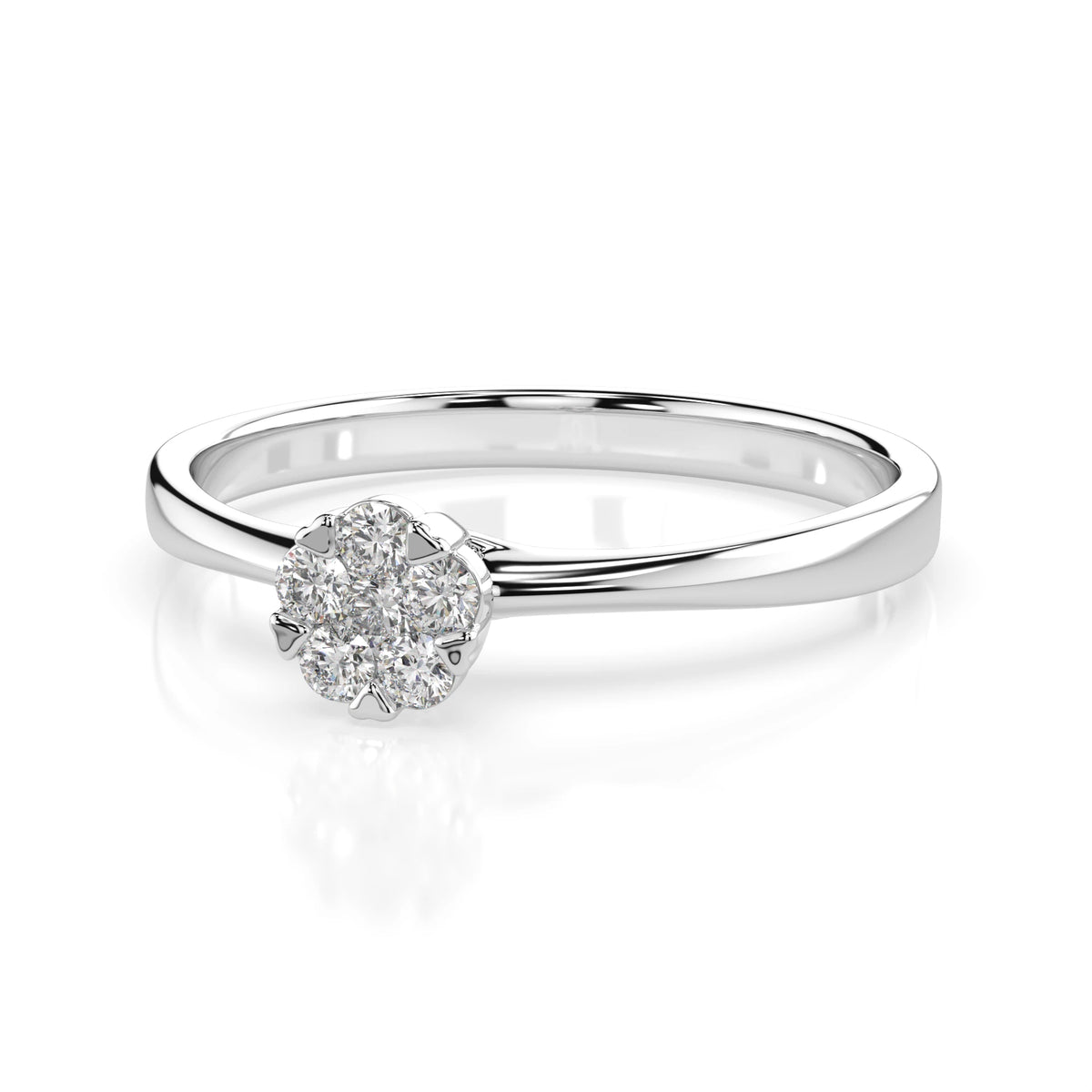 Inel din Aur cu Diamante, Forma Rotund Briliant, 0,12 CT