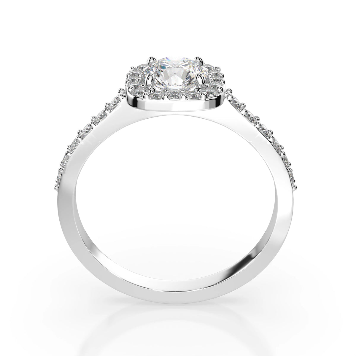 Inel de Logodnă din Aur cu Diamant Central Rotund Briliant și Diamante Laterale 0,57 CT