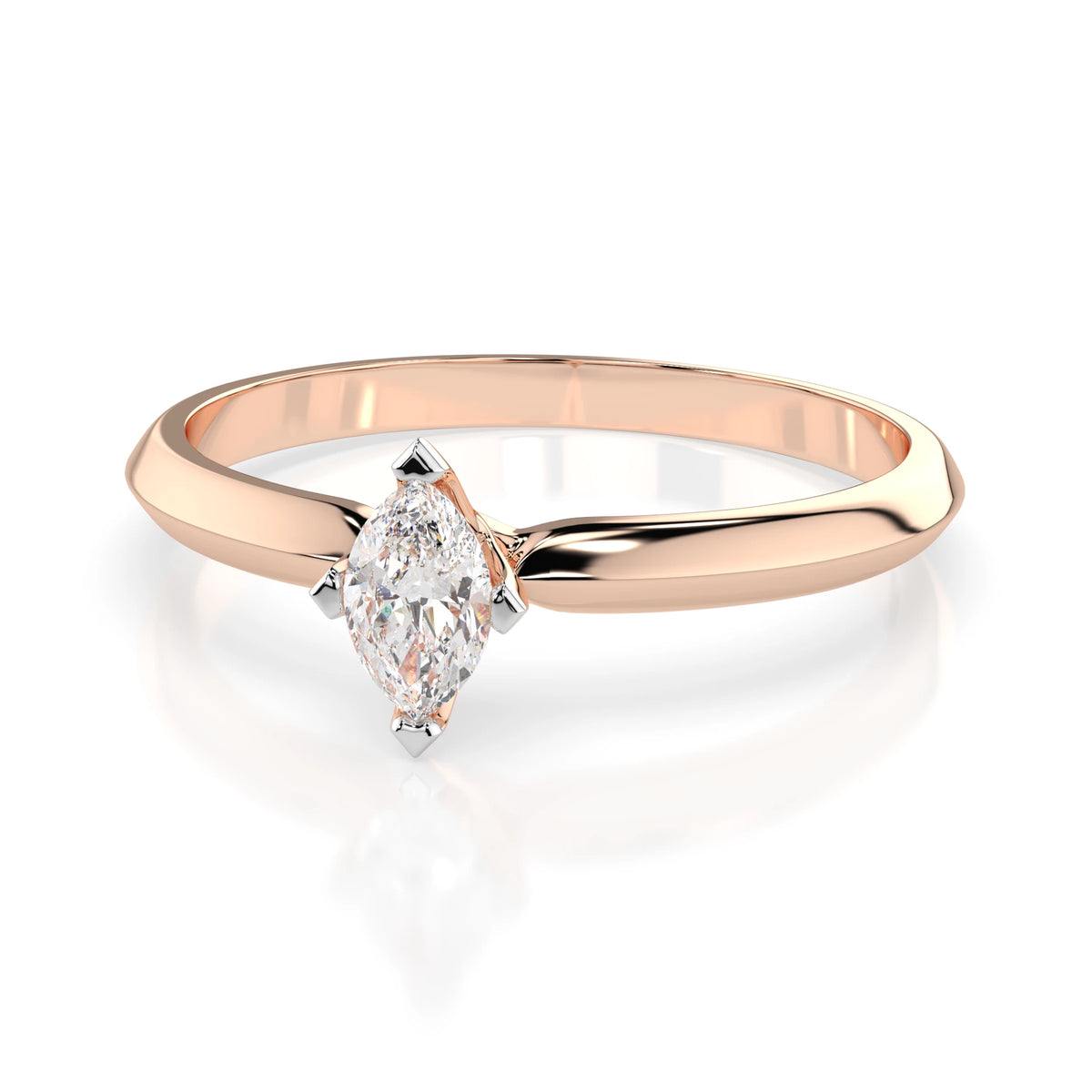Inel de Logodnă Solitaire din Aur, Diamant Marquise 0,15 CT
