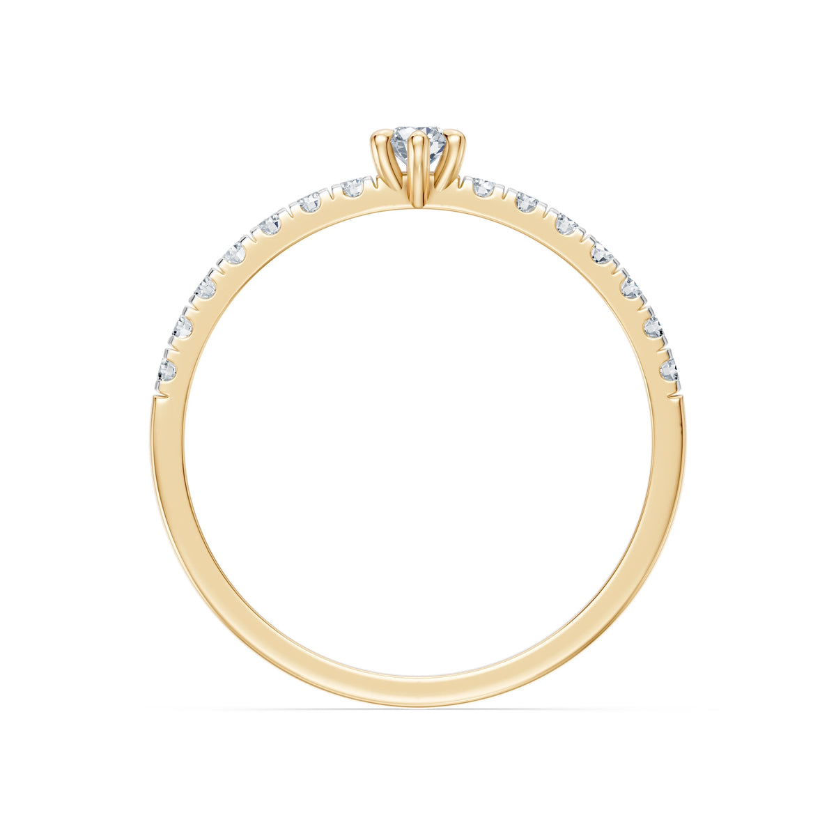 Inel de Logodnă din Aur cu Diamant Central Rotund Briliant și Diamante Laterale 0,30 CT