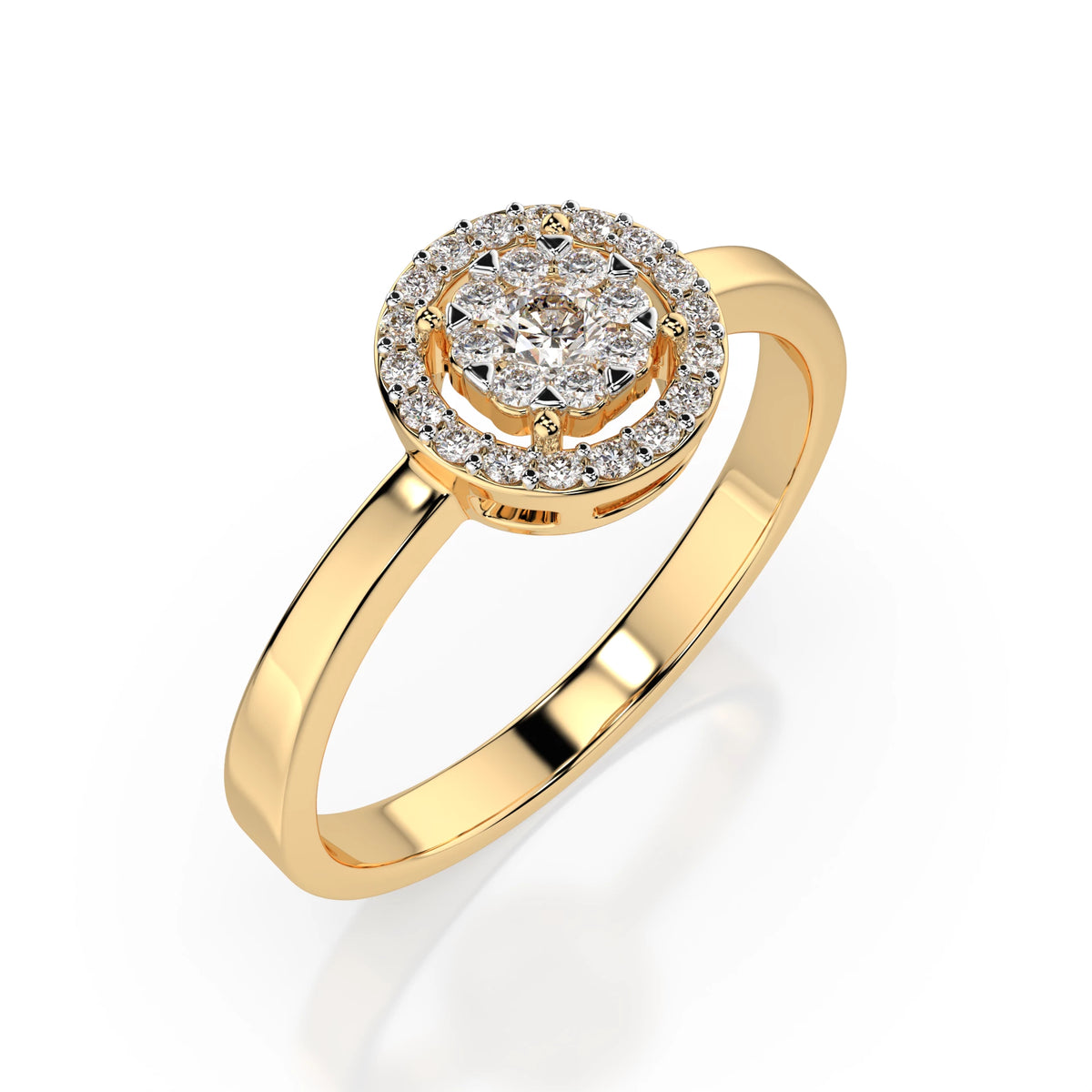Inel din Aur cu Diamante, Forma Rotund Briliant, 0,14 CT