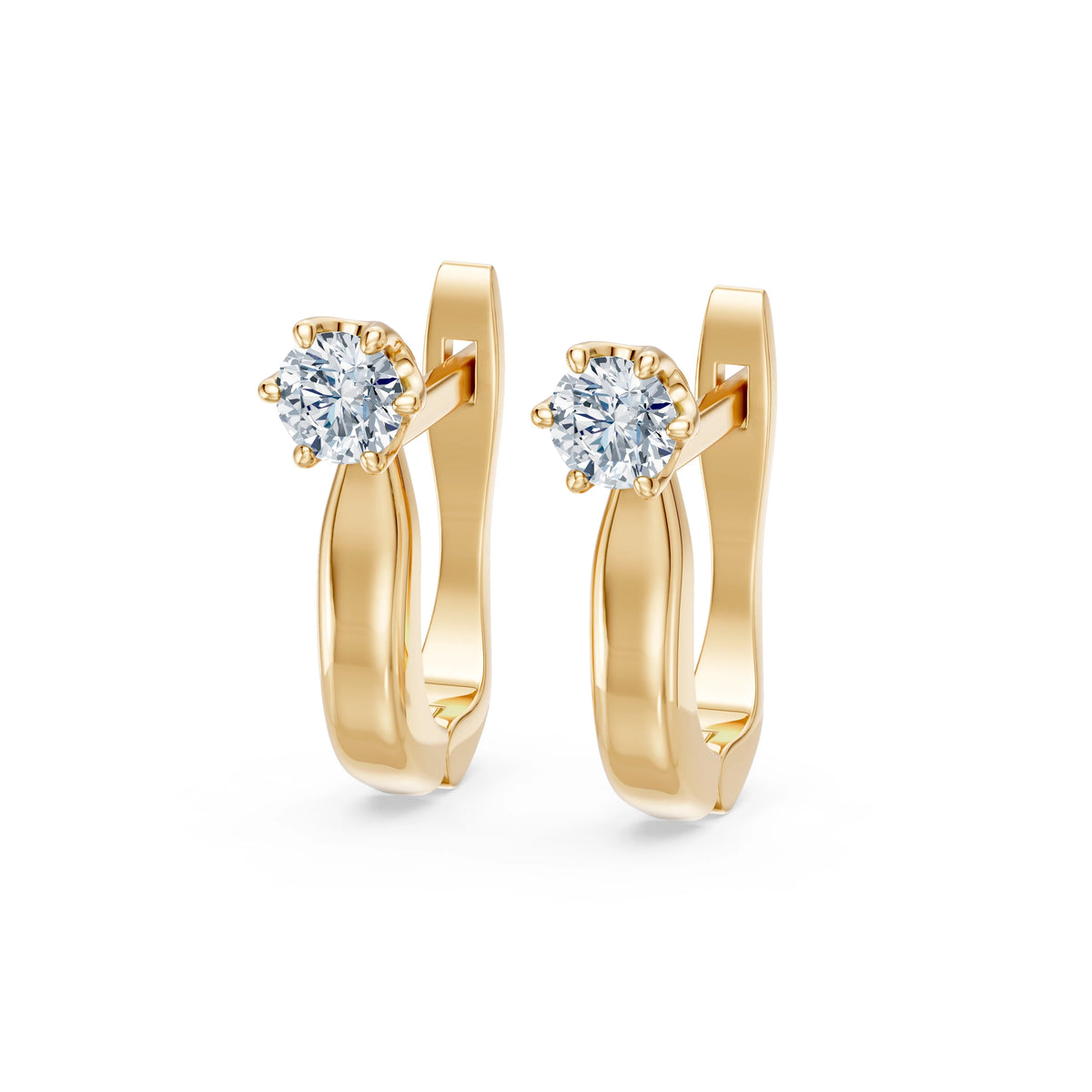 Cercei din Aur cu Diamante, Forma Rotund Briliant, 0,50 CT