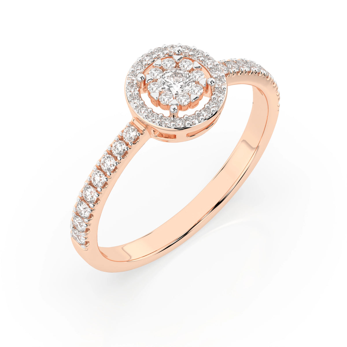 Inel din Aur cu Diamante, Forma Rotund Briliant, 0,27 CT