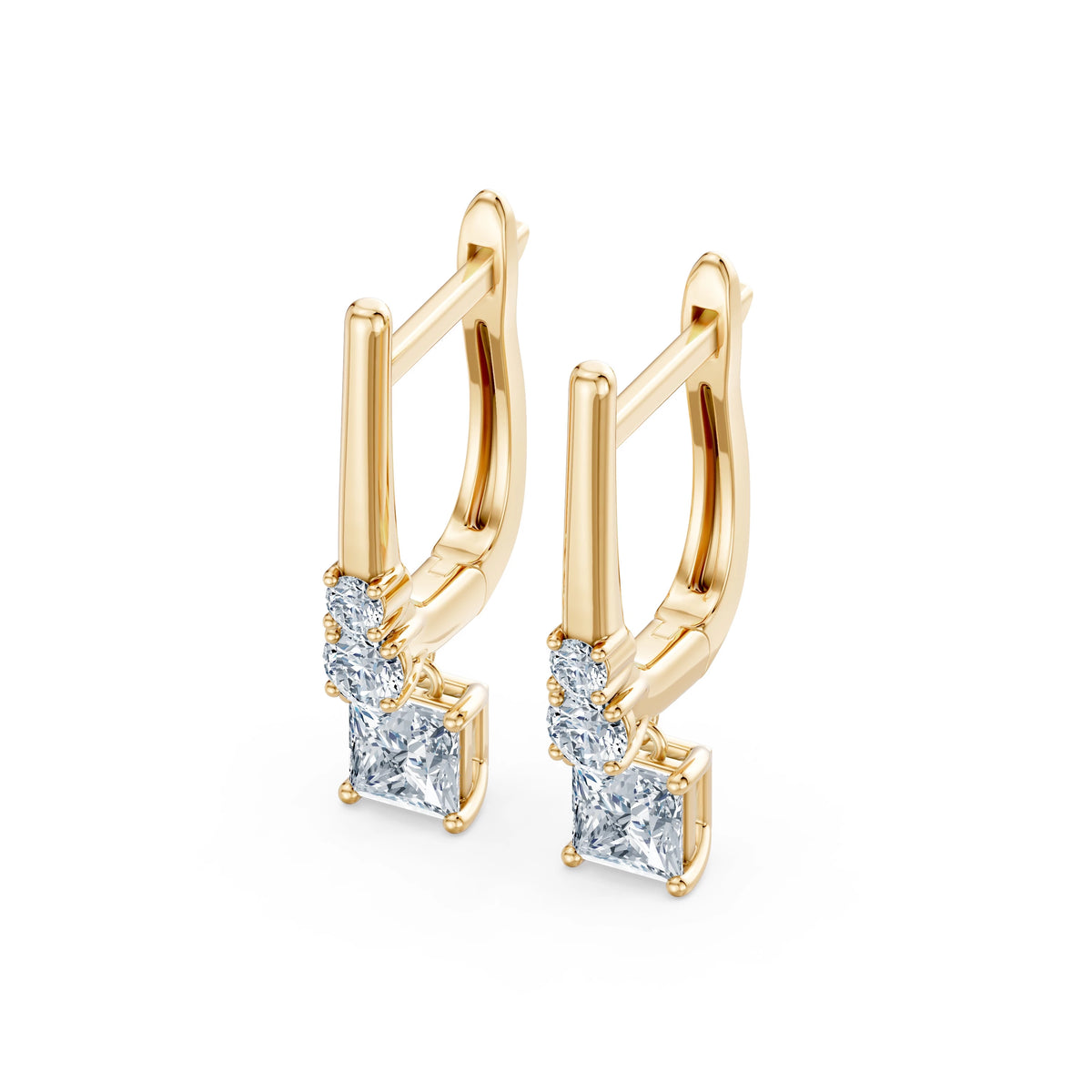 Cercei din Aur cu Diamante, Forma Princess, 0,81 CT