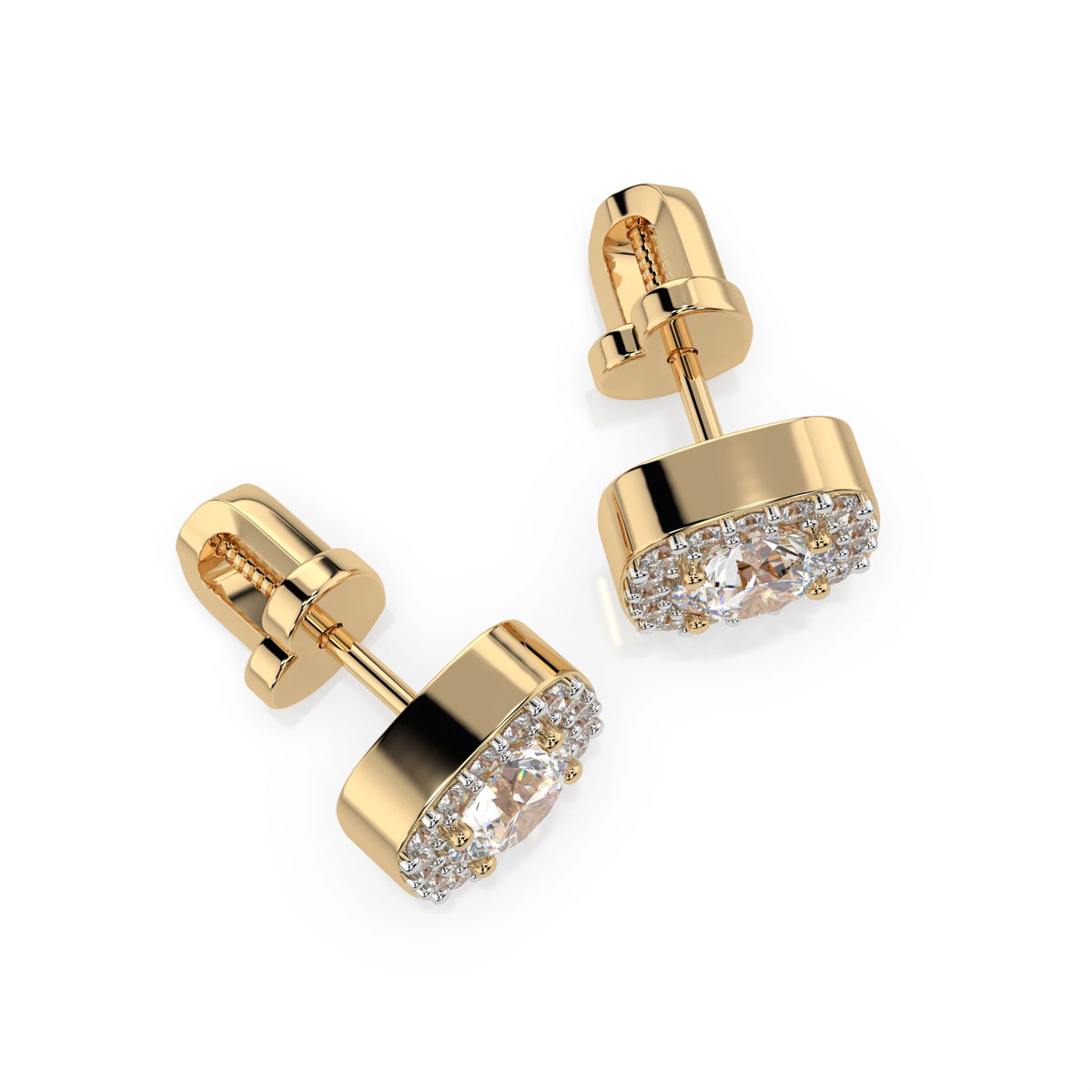 Cercei din Aur cu Diamante, Forma Rotund Briliant, 1,00 CT