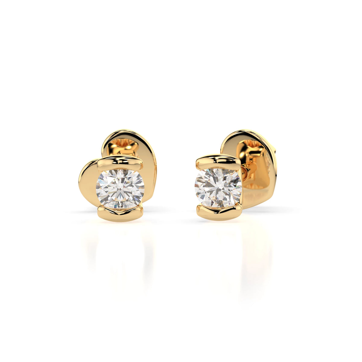 Cercei din Aur cu Diamante, Forma Rotund Briliant, 0,20 CT