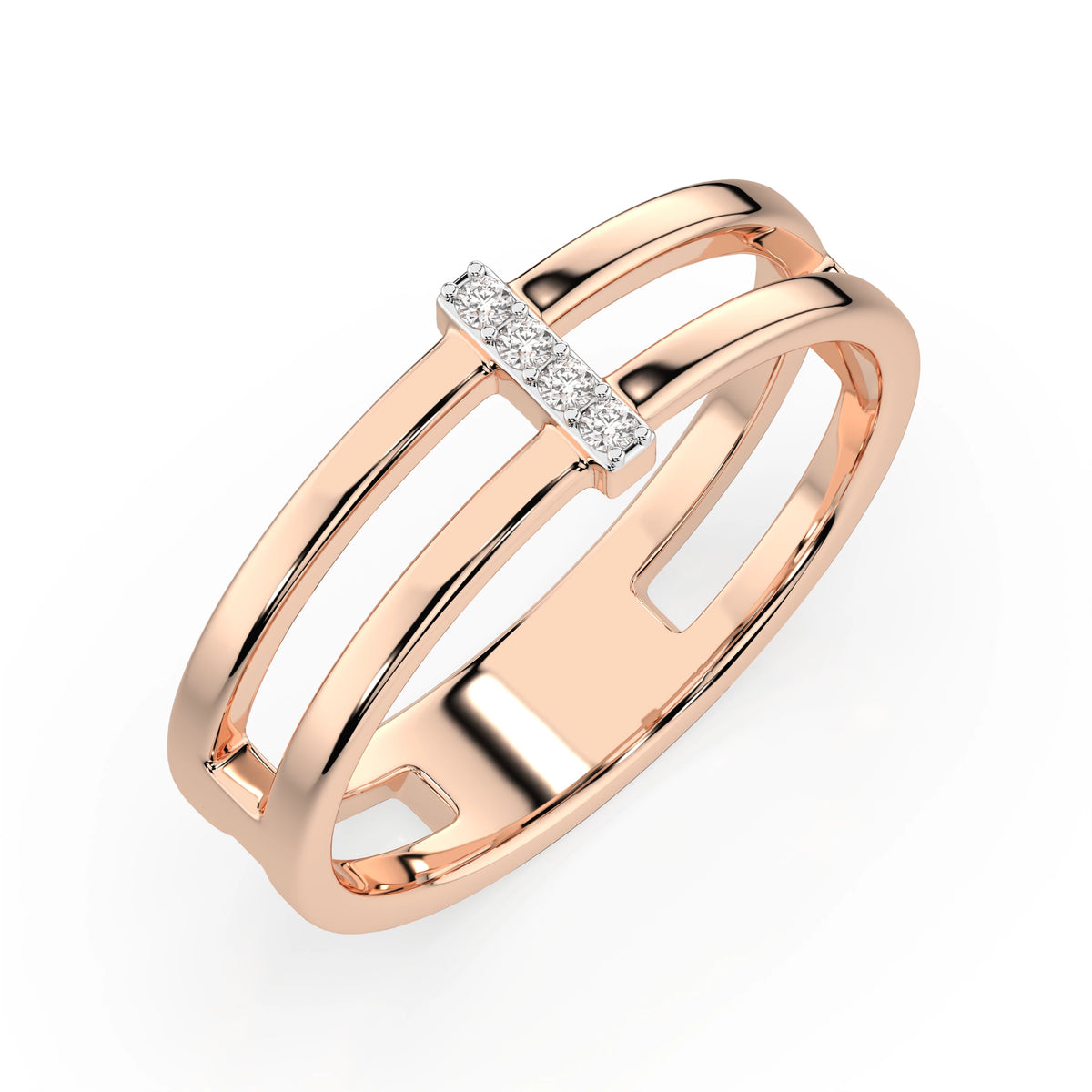 Inel din Aur cu Diamante, Forma Rotund Briliant, 0,04 CT