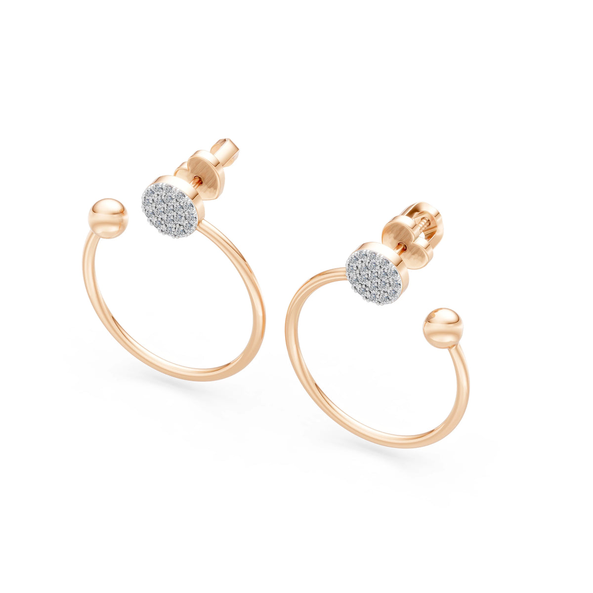 Cercei din Aur cu Diamante, Forma Rotund Briliant, 0,23 CT