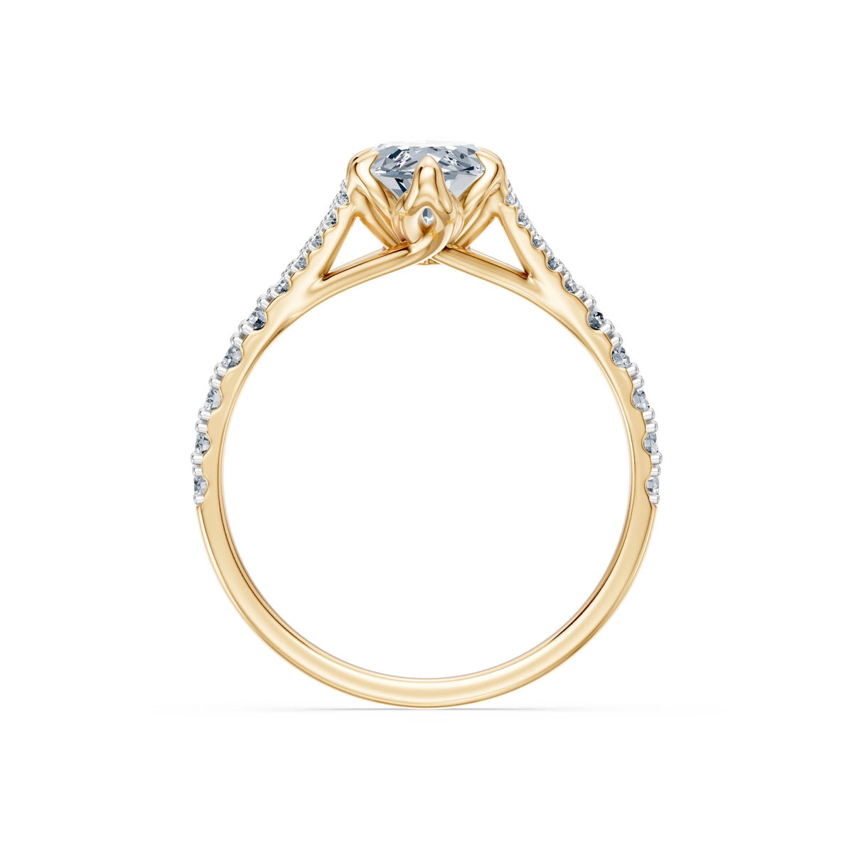 Inel de Logodnă din Aur cu Diamant Central Marquise și Diamante Laterale 1,81 CT