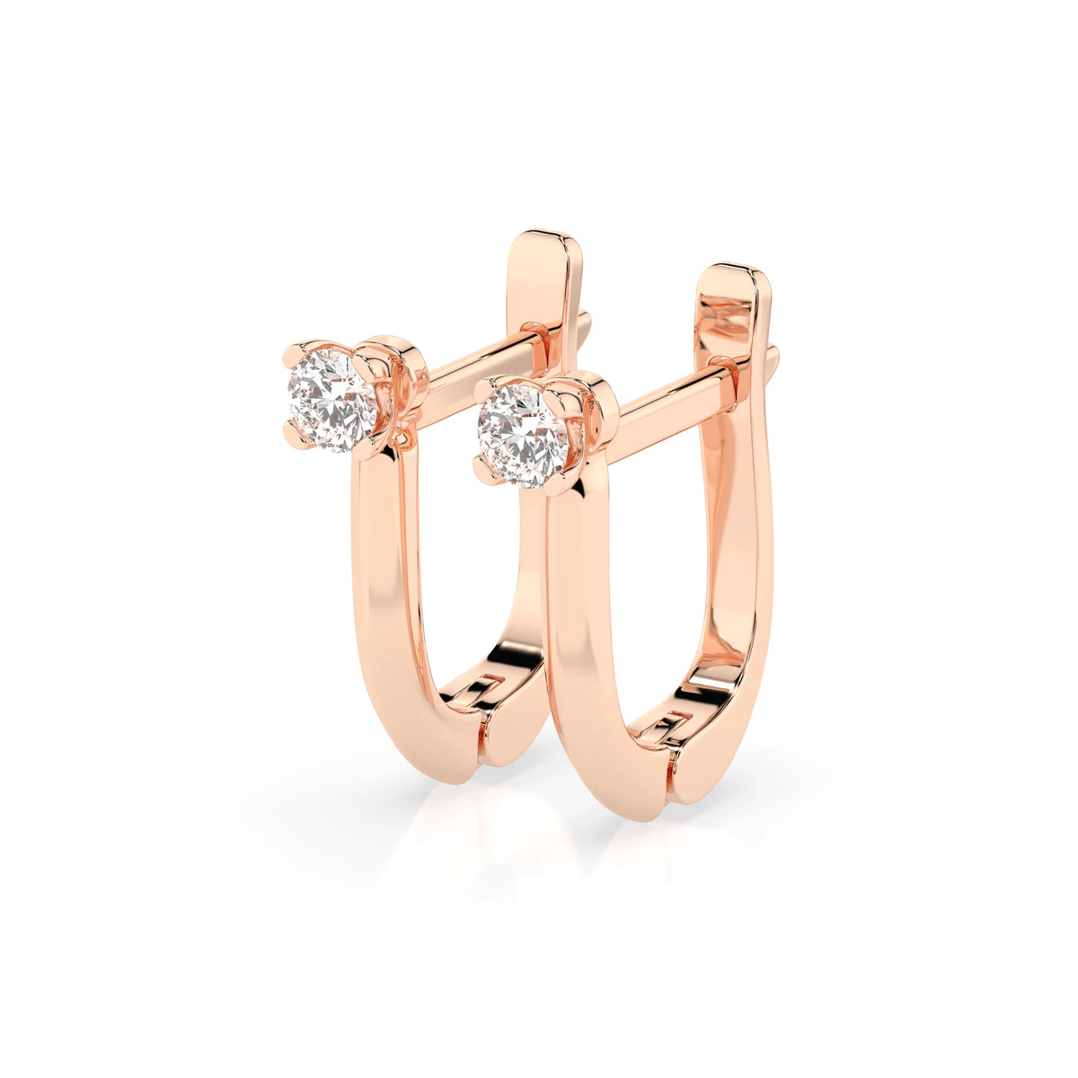 Cercei din Aur cu Diamante, Forma Rotund Briliant, 0,20 CT