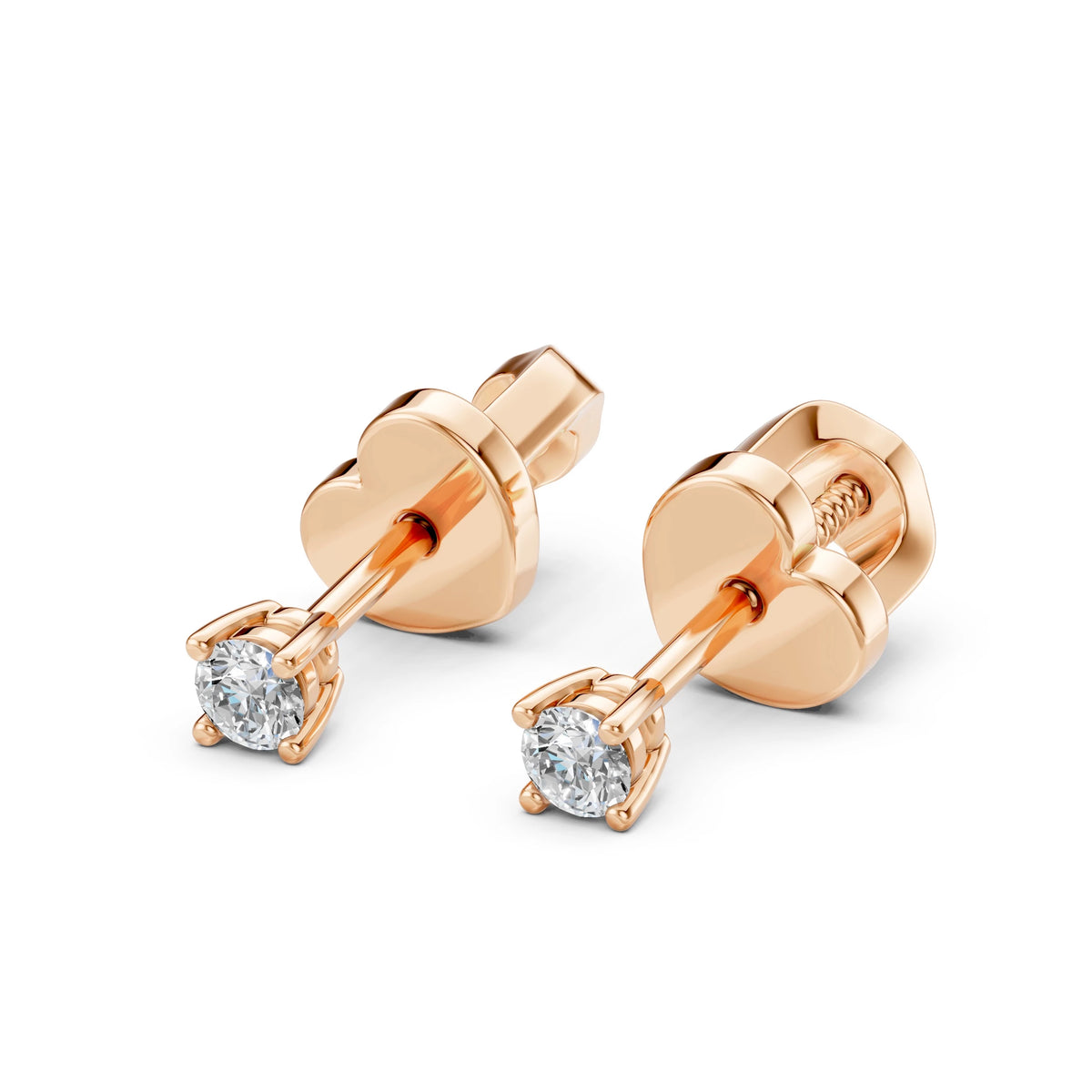 Cercei din Aur cu Diamante, Forma Rotund Briliant, 0,20 CT