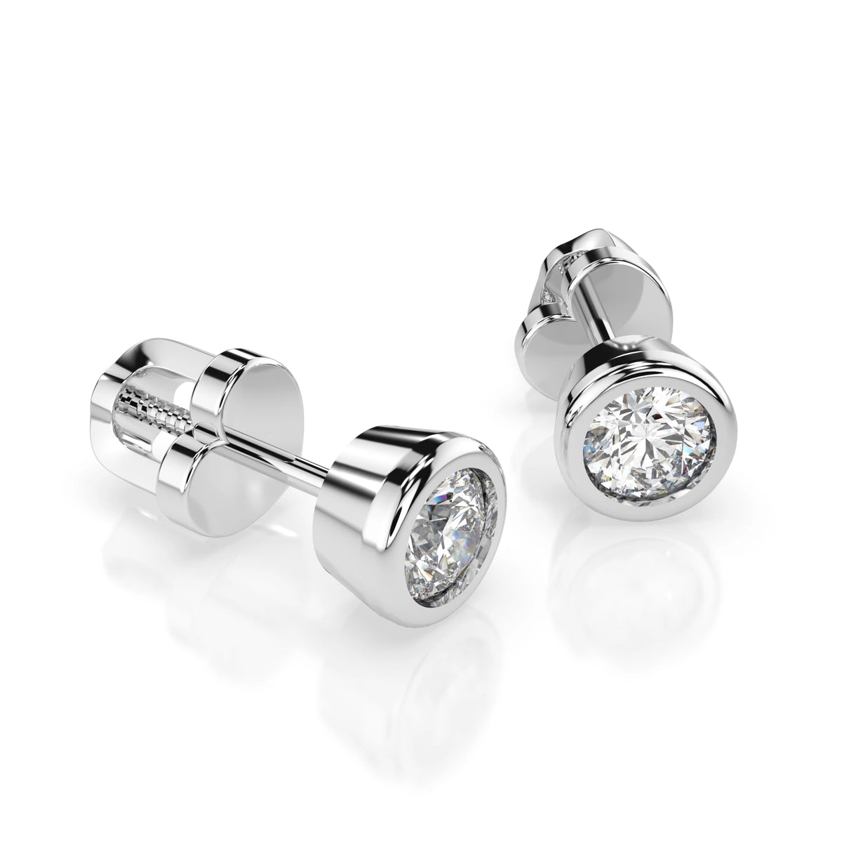 Cercei din Aur cu Diamante, Forma Rotund Briliant, 0,40 CT