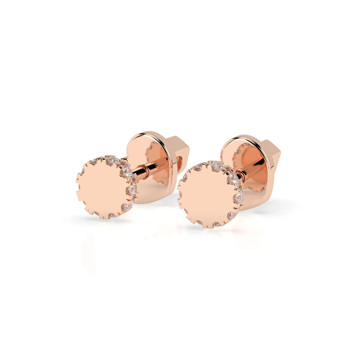 Cercei din Aur cu Diamante, Forma Rotund Briliant, 0,10 CT