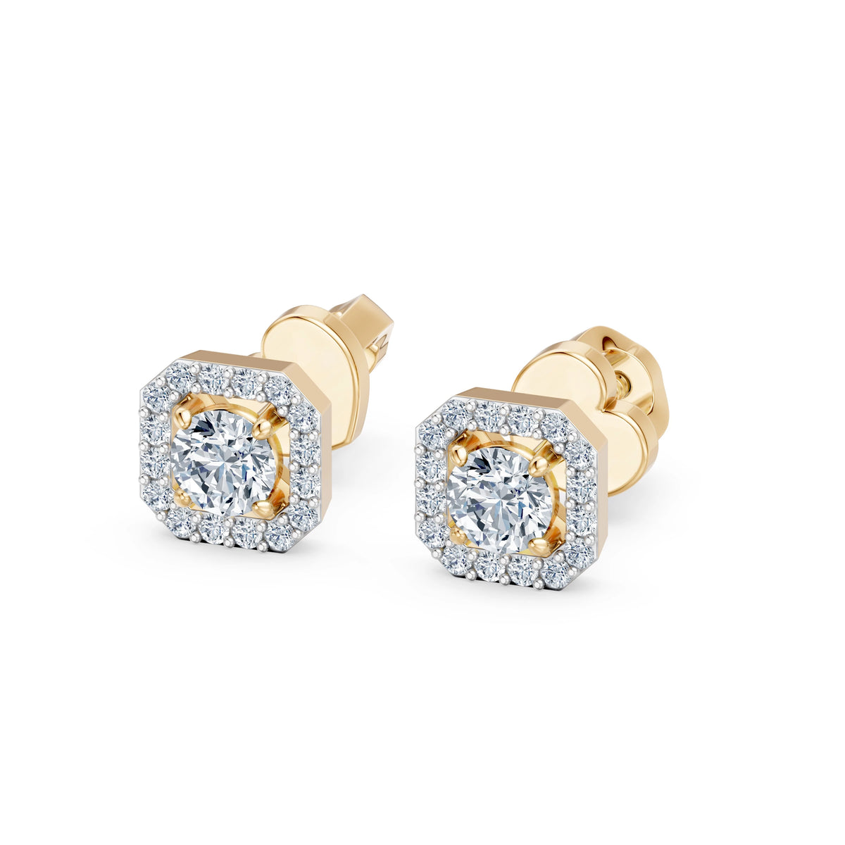Cercei din Aur cu Diamante, Forma Cushion, 0,59 CT