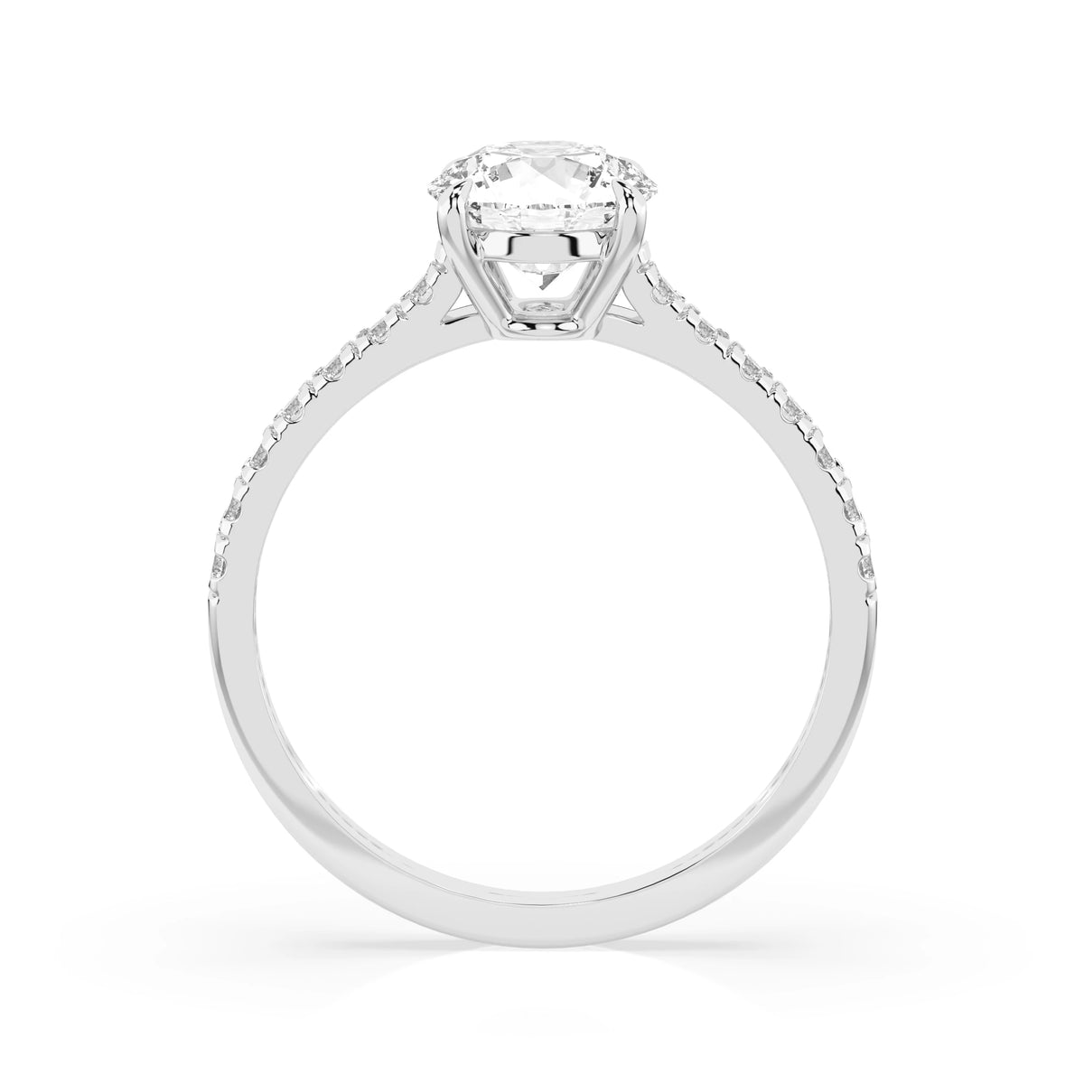 Inel de Logodnă din Aur cu Diamant Central Rotund Briliant și Diamante Laterale 1,21 CT