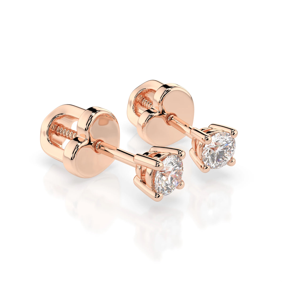 Cercei din Aur cu Diamante, Forma Rotund Briliant, 0,30 CT