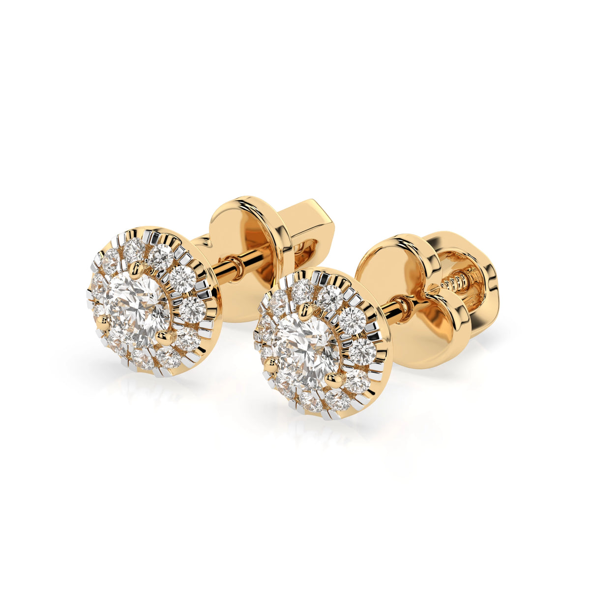 Cercei din Aur cu Diamante, Forma Rotund Briliant, 0,37 CT