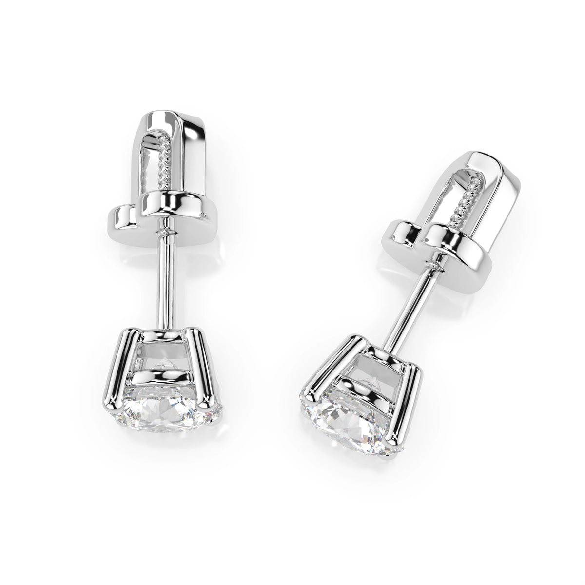 Cercei din Aur cu Diamante, Forma Rotund Briliant, 0,90 CT