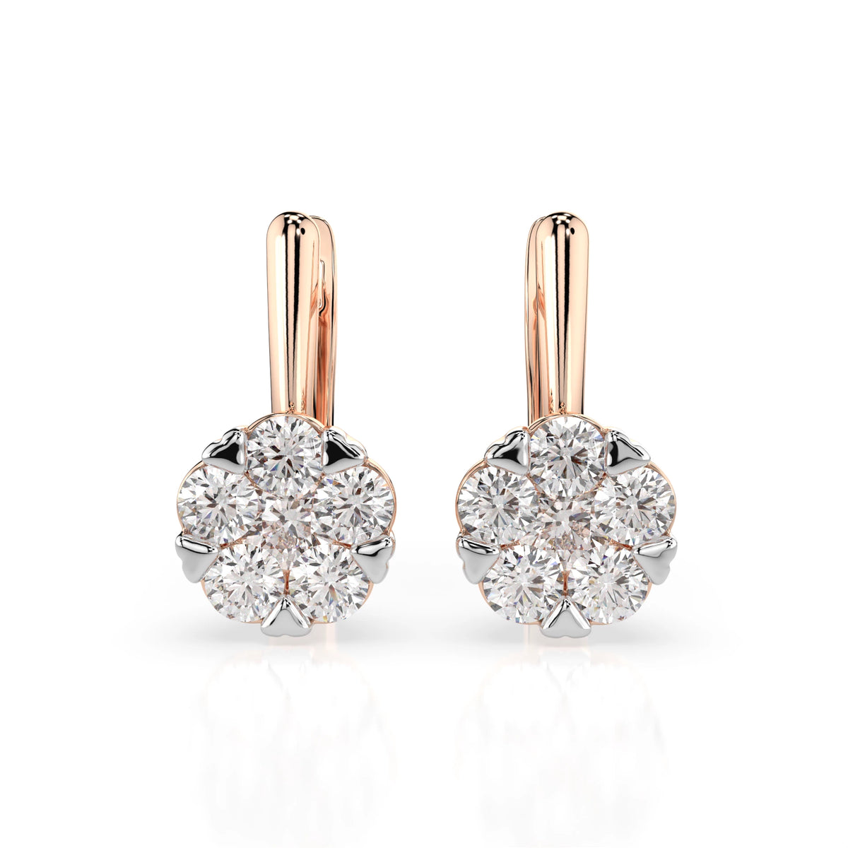 Cercei din Aur cu Diamante, Forma Rotund Briliant, 1,17 CT