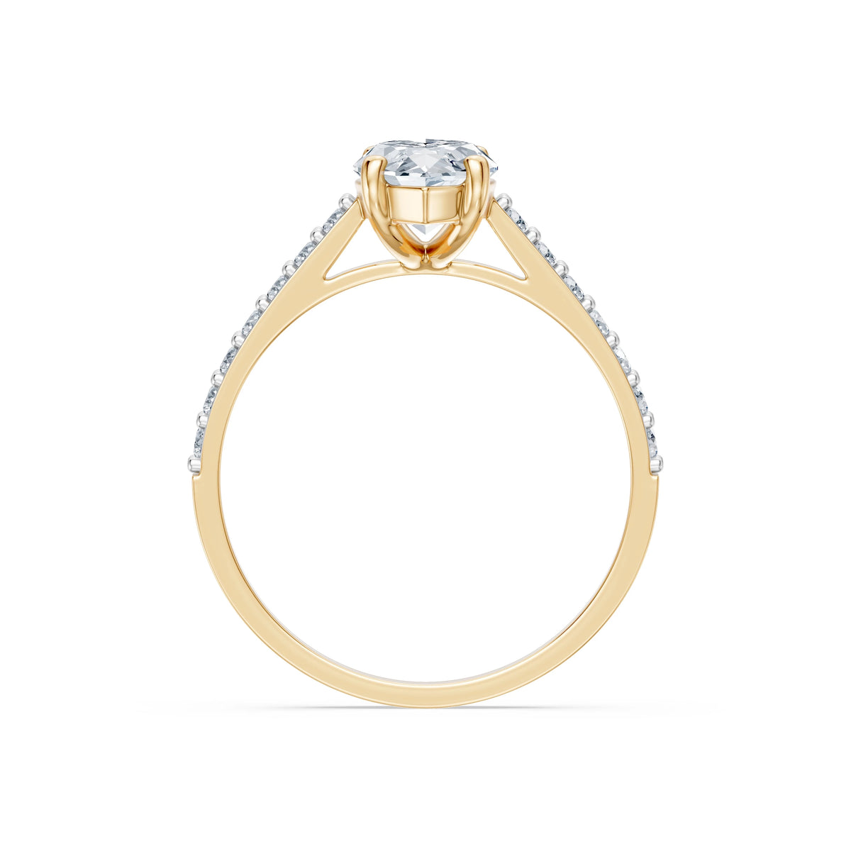 Inel de Logodnă din Aur cu Diamant Central Marquise și Diamante Laterale 1,78 CT
