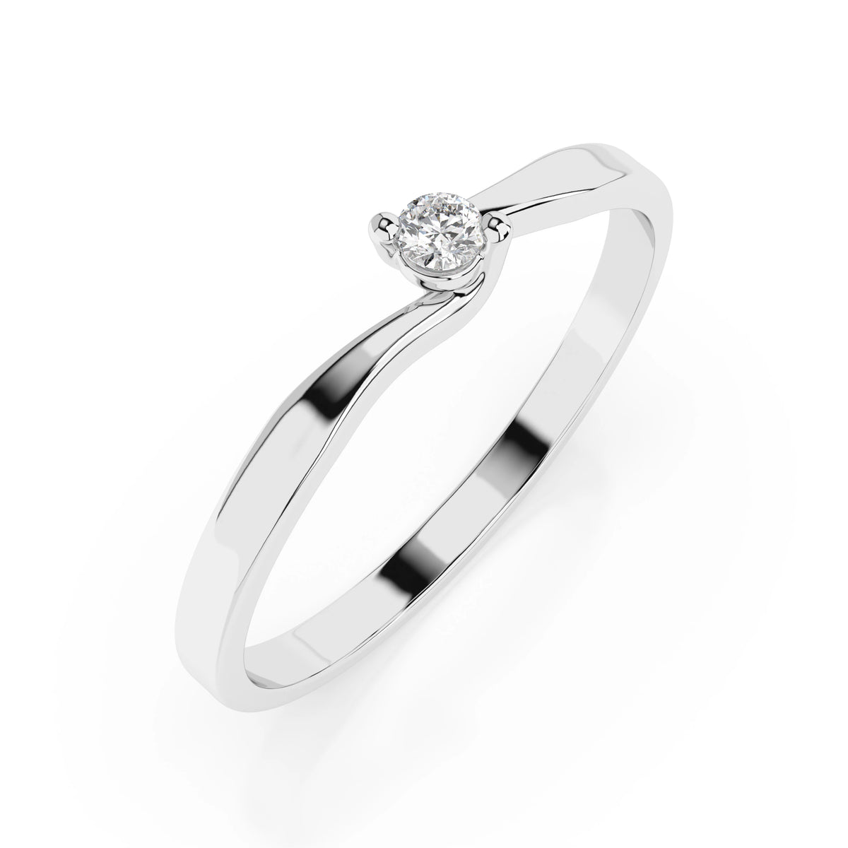 Inel de Logodnă Solitaire din Aur, Diamant Rotund Briliant 0,04 CT