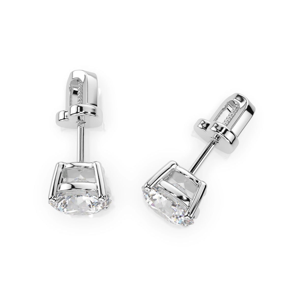 Cercei din Aur cu Diamante, Forma Rotund Briliant, 2,00 CT