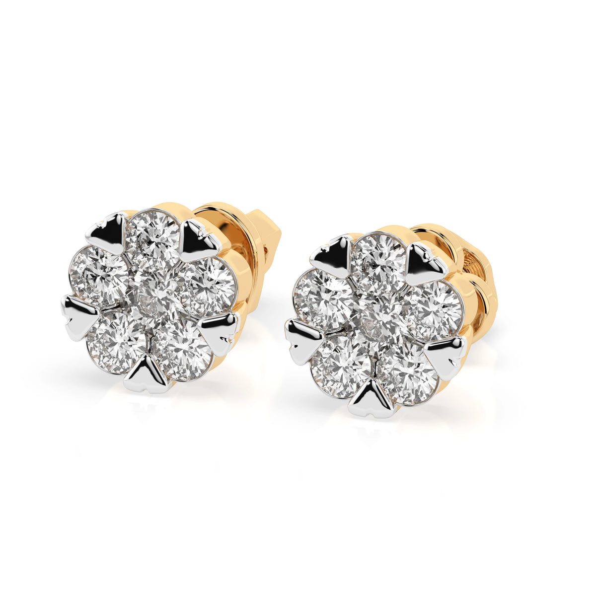 Cercei din Aur cu Diamante, Forma Rotund Briliant, 0,73 CT