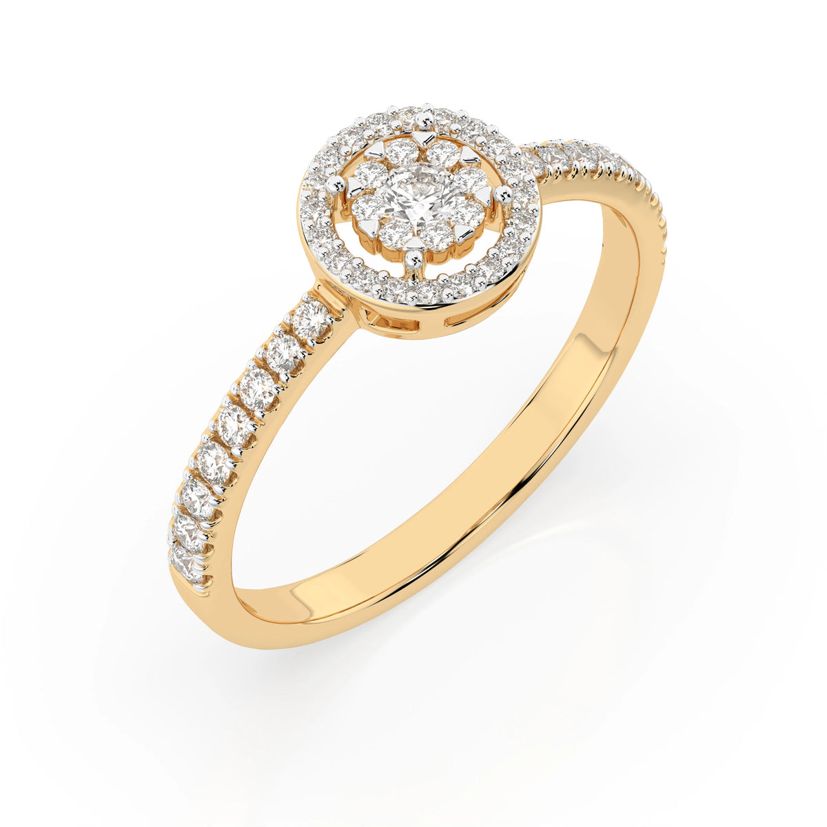 Inel din Aur cu Diamante, Forma Rotund Briliant, 0,27 CT