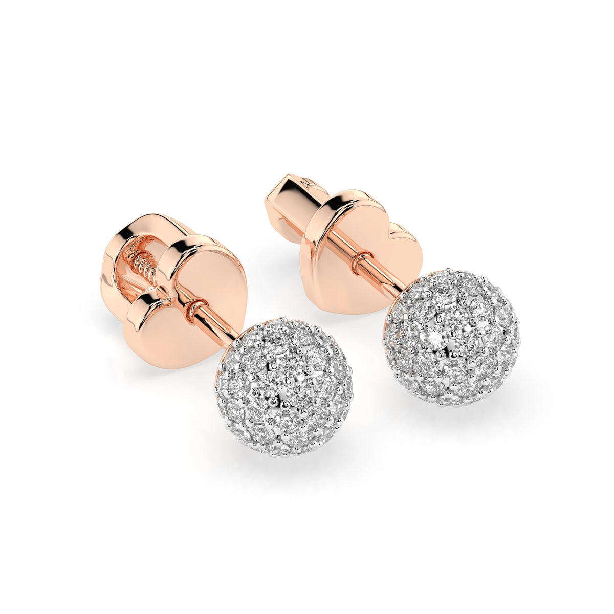 Cercei din Aur cu Diamante, Forma Rotund Briliant, 0,46 CT
