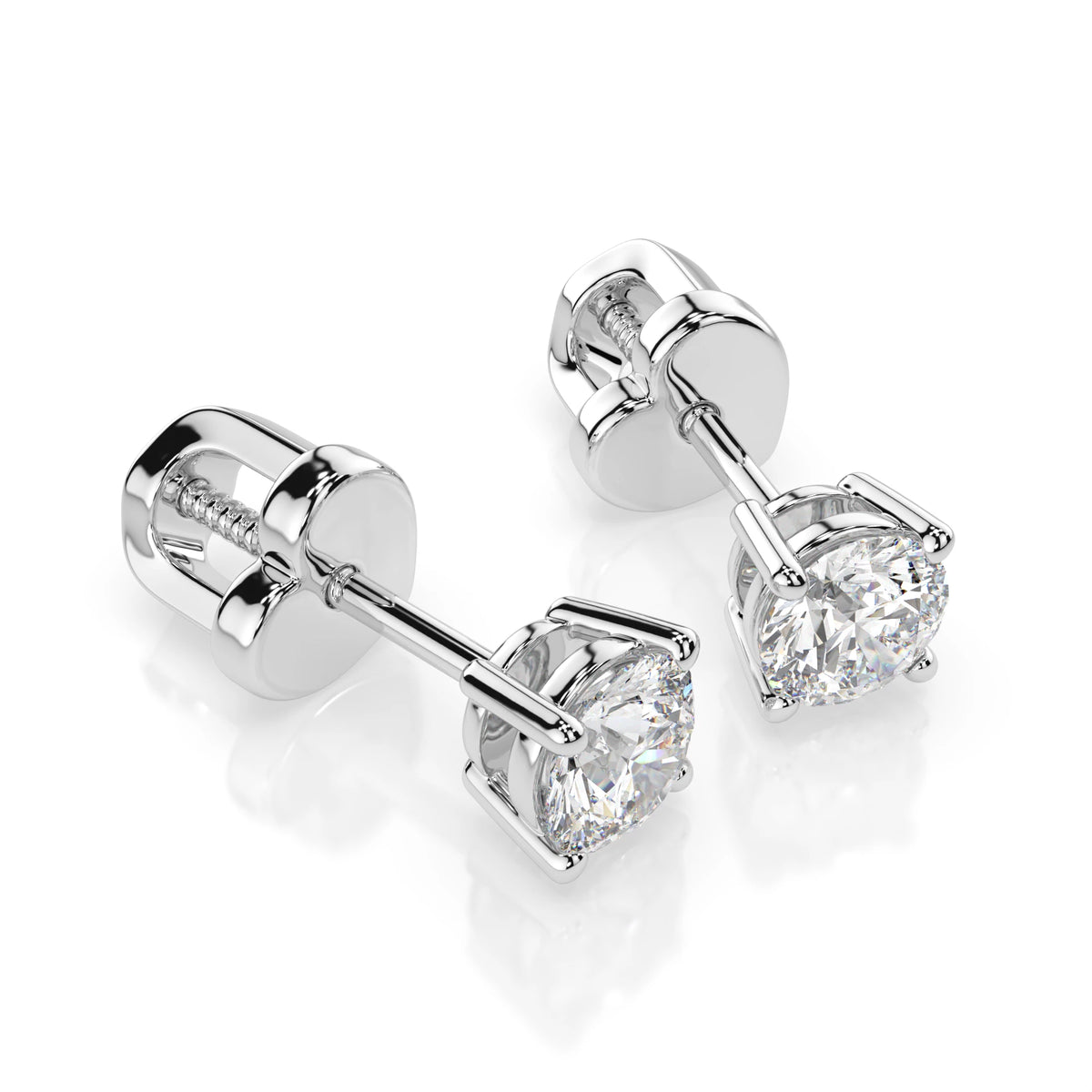Cercei din Aur cu Diamante, Forma Rotund Briliant, 0,40 CT