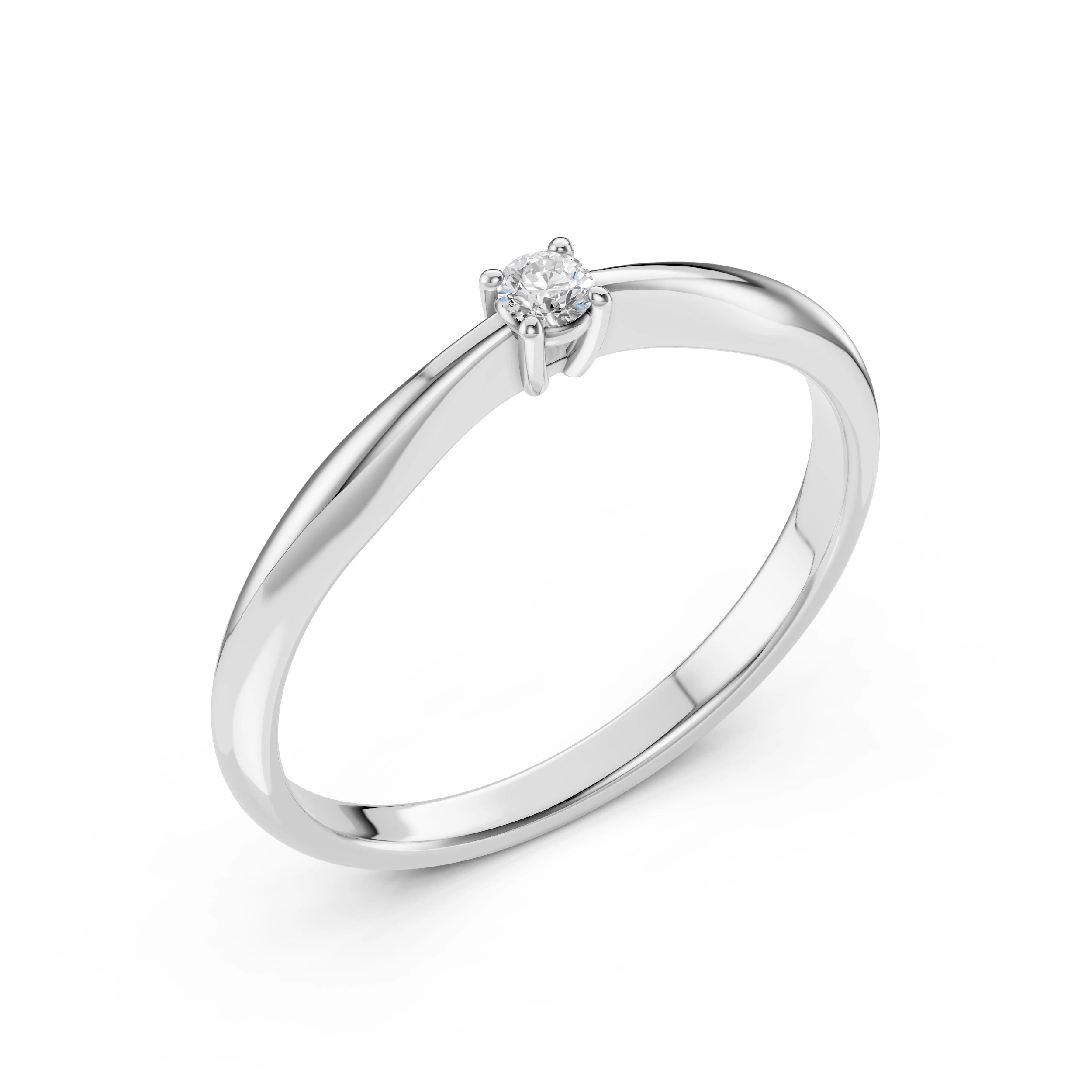 Inel de Logodnă Solitaire din Aur, Diamant Rotund Briliant 0.06 CT