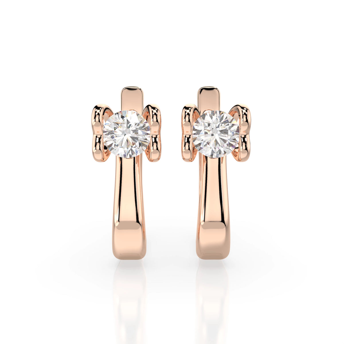 Cercei din Aur cu Diamante, Forma Rotund Briliant, 0,50 CT