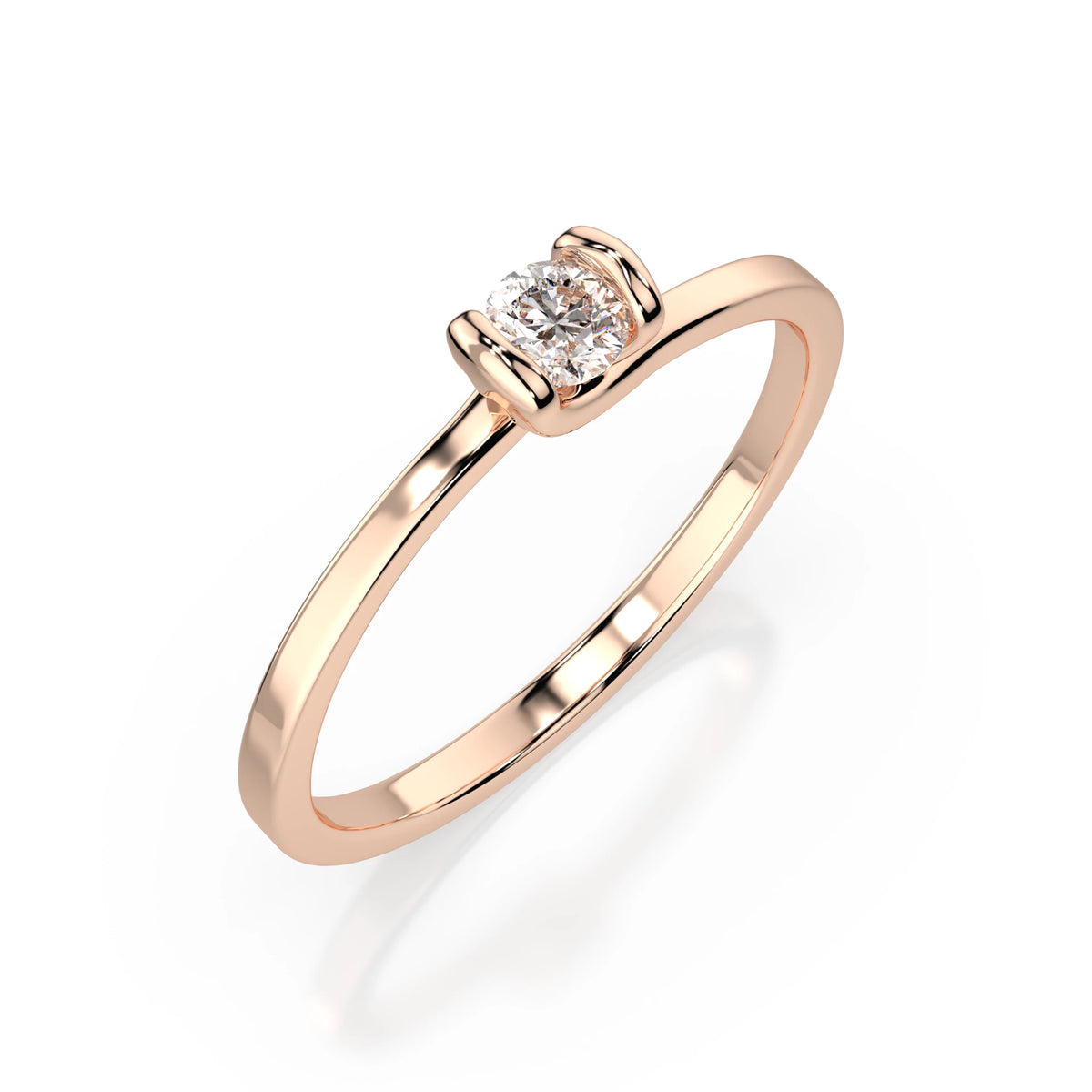 Inel de Logodnă Solitaire din Aur, Diamant Rotund Briliant 0,06 CT