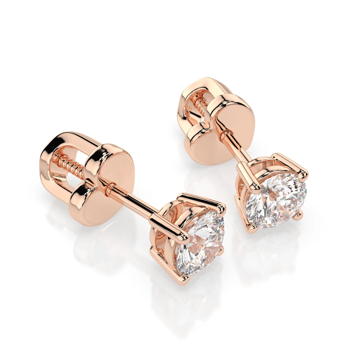 Cercei din Aur cu Diamante, Forma Rotund Briliant, 0,40 CT