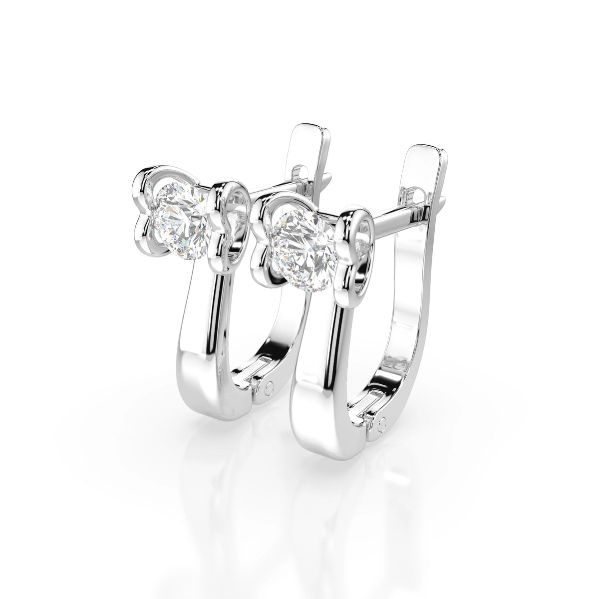 Cercei din Aur cu Diamante, Forma Rotund Briliant, 0,50 CT