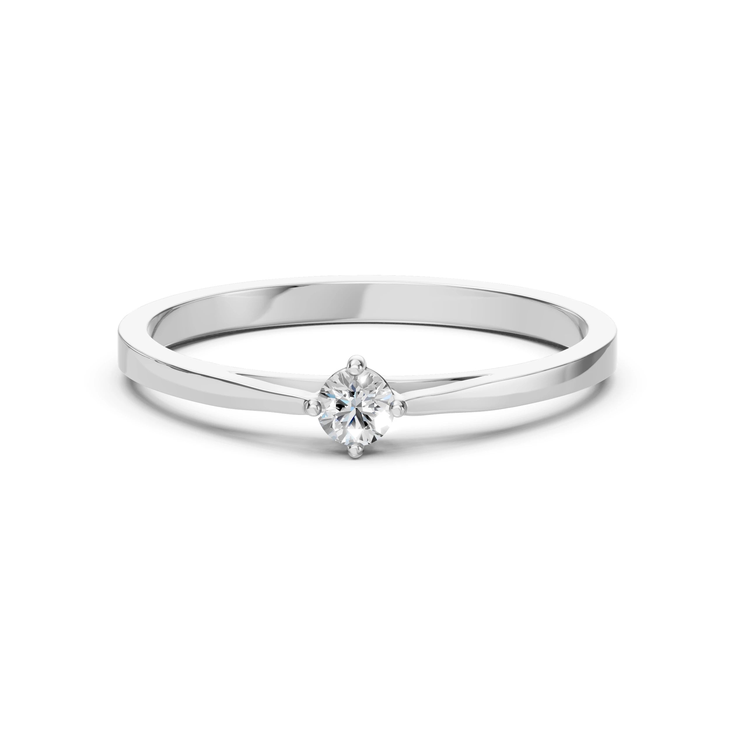 Inel de Logodnă Solitaire din Aur, Diamant Rotund Briliant 0.10 CT
