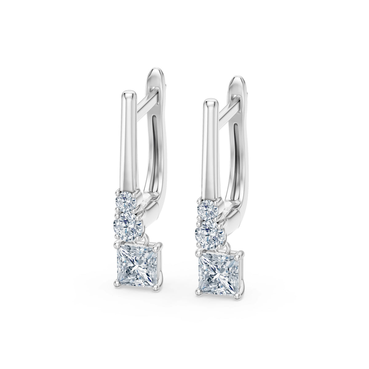 Cercei din Aur cu Diamante, Forma Princess, 0,81 CT