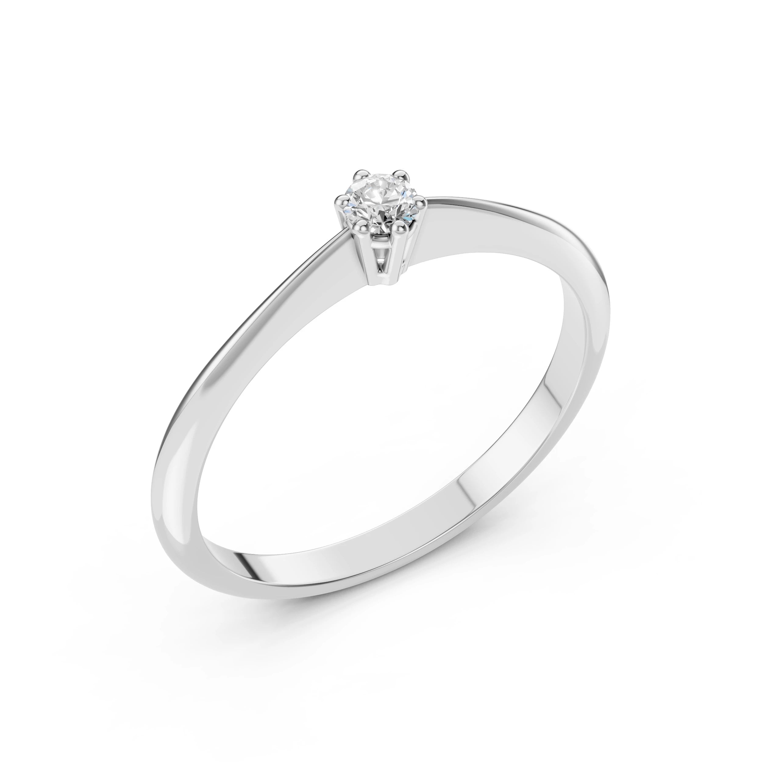 Inel de Logodnă Solitaire din Aur, Diamant Rotund Briliant 0.10 CT