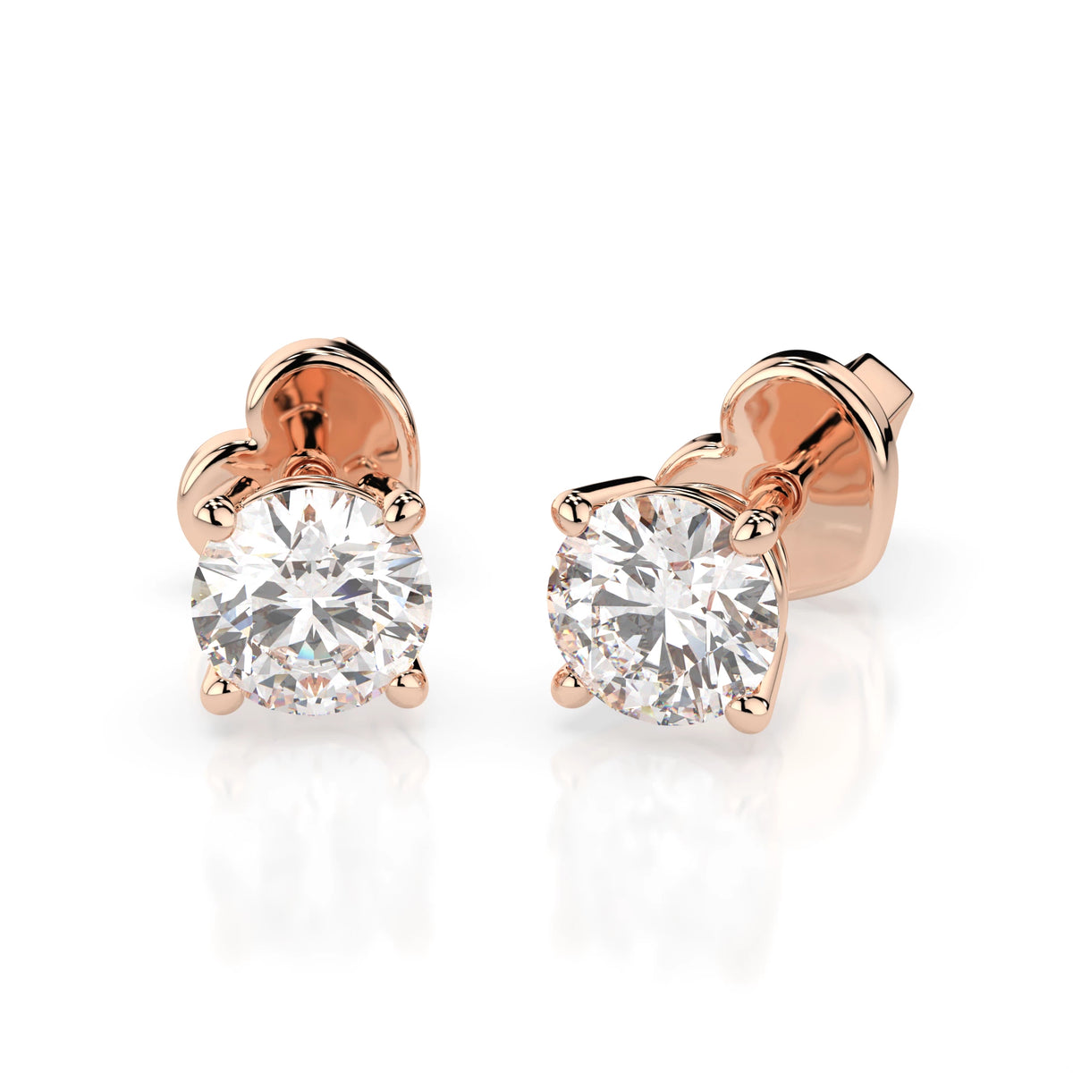 Cercei din Aur cu Diamante, Forma Rotund Briliant, 0,40 CT