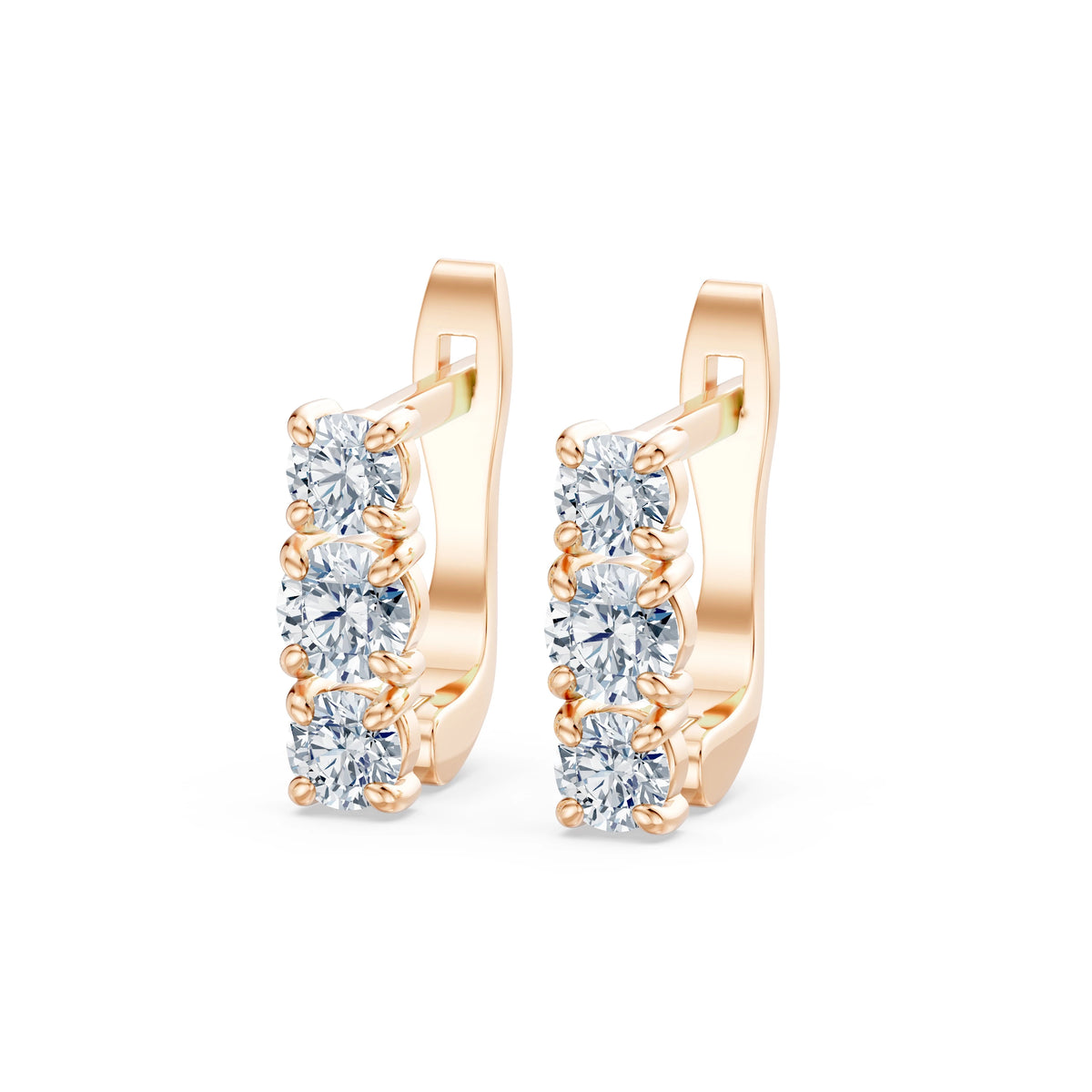 Cercei din Aur cu Diamante, Forma Rotund Briliant, 0,66 CT