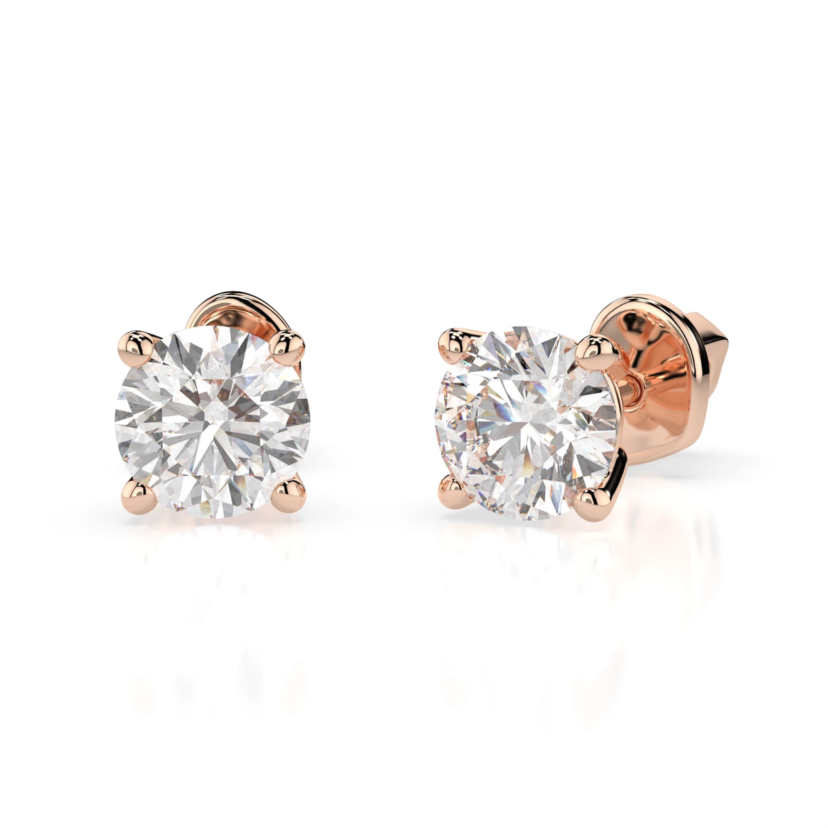 Cercei din Aur cu Diamante, Forma Rotund Briliant, 0,80 CT