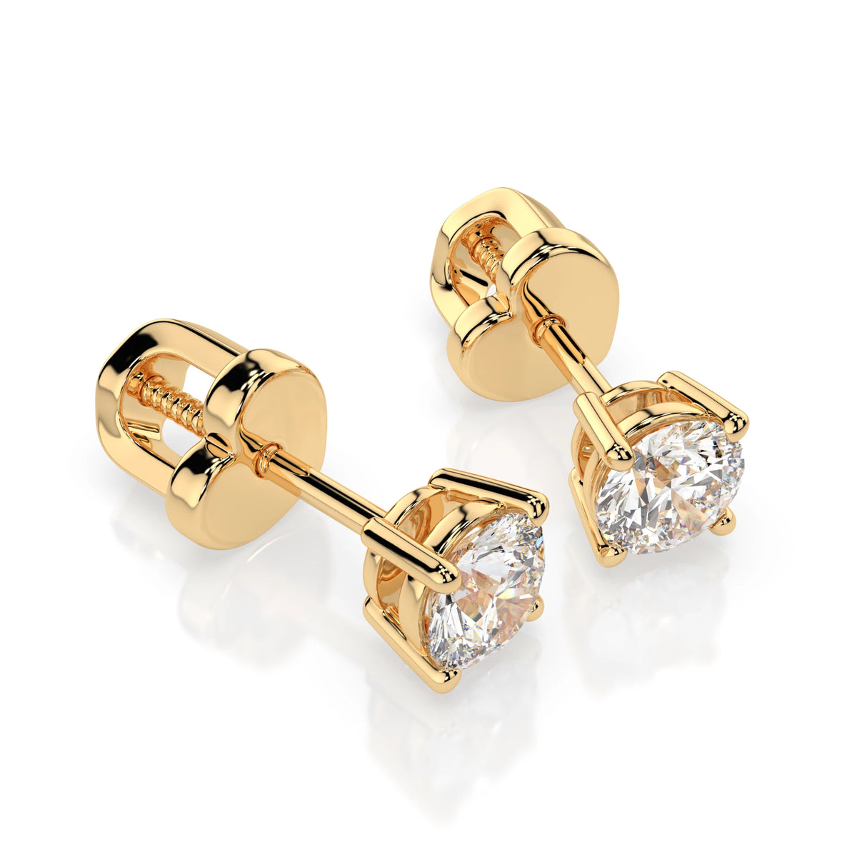 Cercei din Aur cu Diamante, Forma Rotund Briliant, 0,50 CT