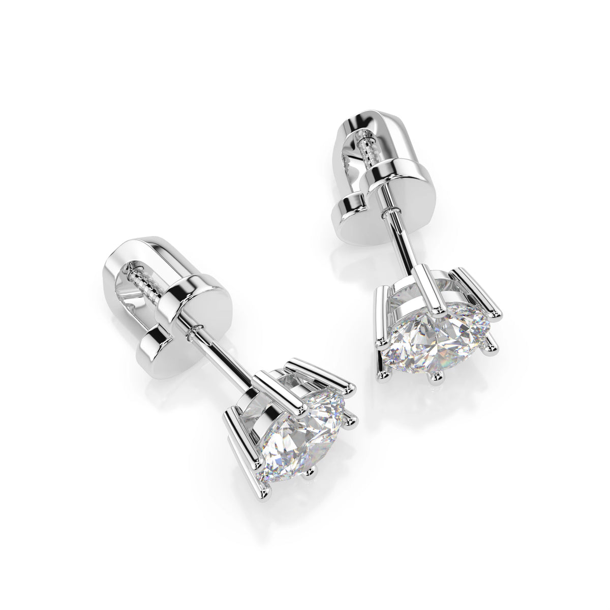 Cercei din Aur cu Diamante, Forma Rotund Briliant, 1,00 CT
